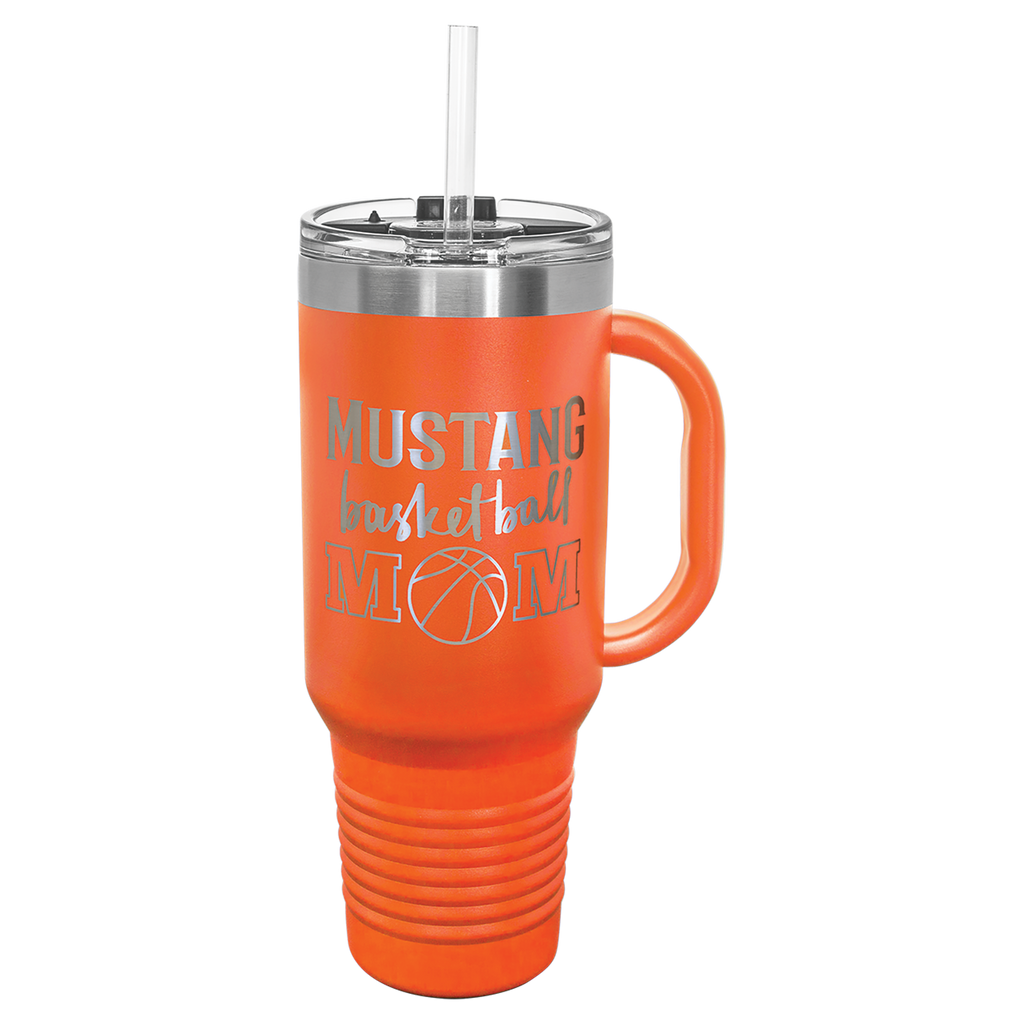 Orange 40 oz. Travel Mug with Straw and Snap Lid