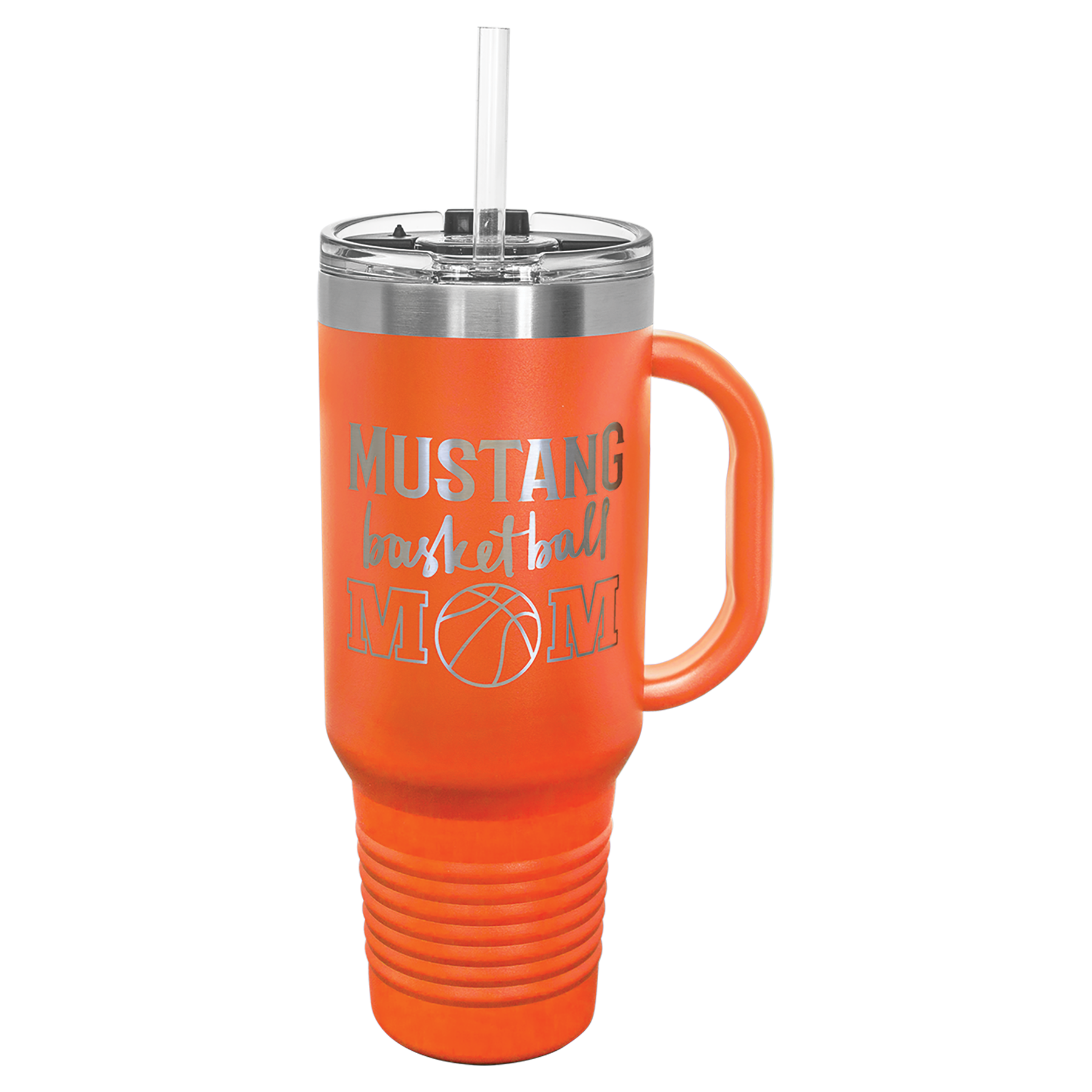 Orange 40 oz. Travel Mug with Straw and Snap Lid