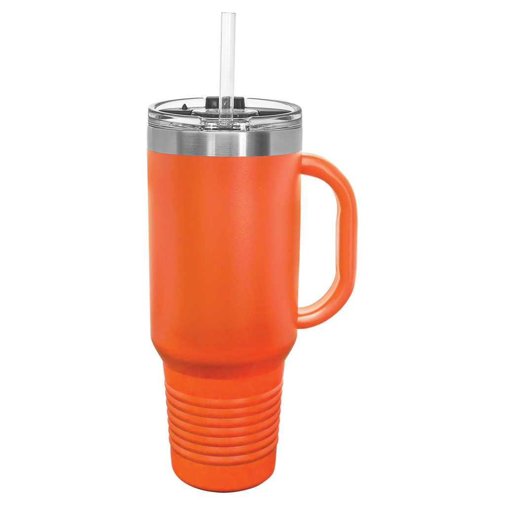 Orange 40 oz. Travel Mug with Straw and Snap Lid