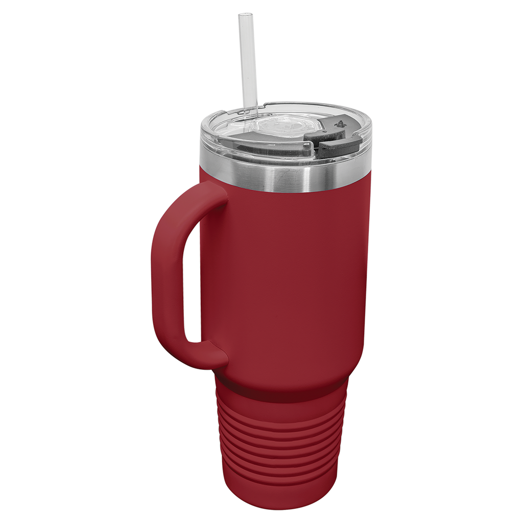 Maroon 40 oz. Travel Mug with Straw and Snap Lid