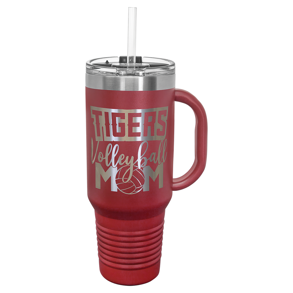 Maroon 40 oz. Travel Mug with Straw and Snap Lid
