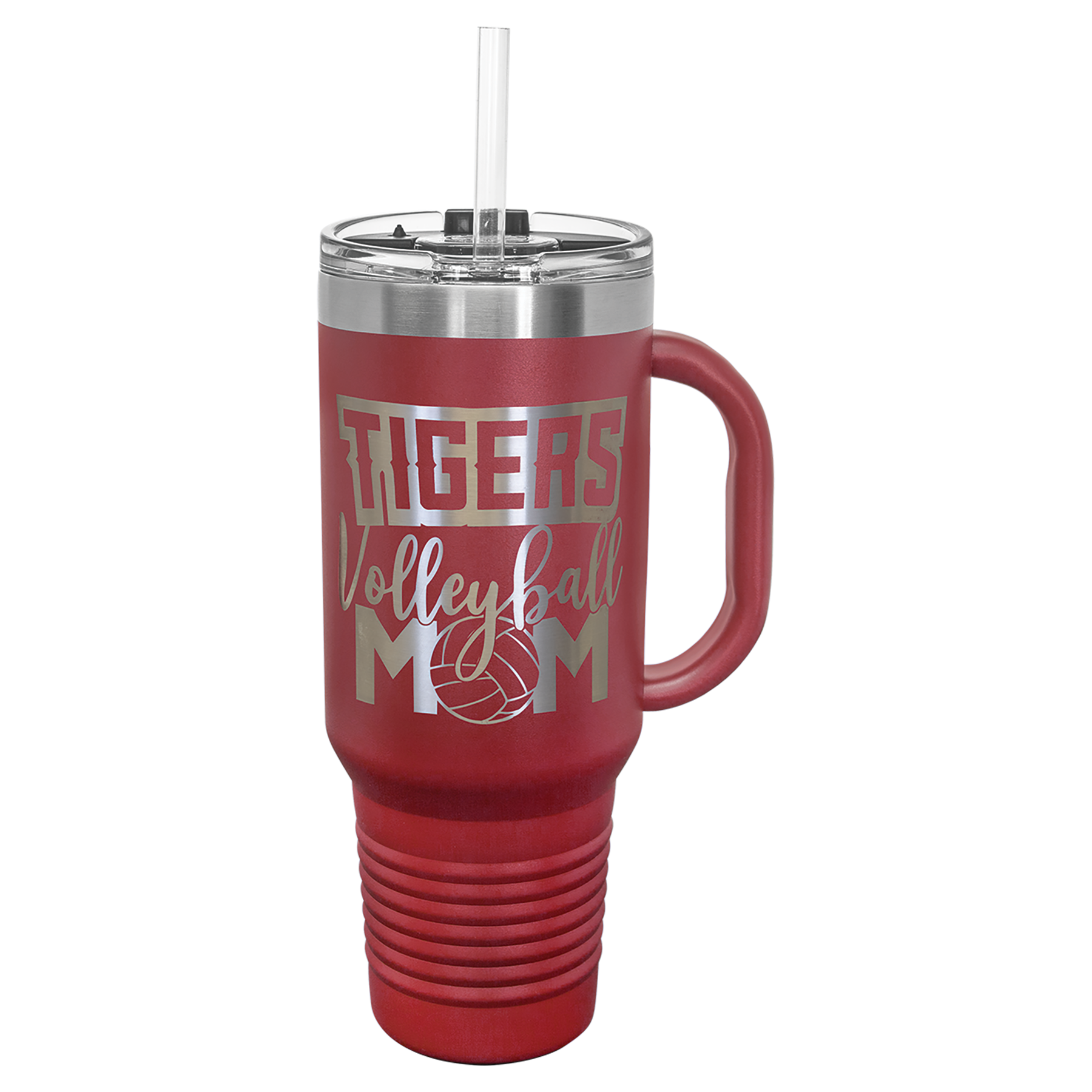 Maroon 40 oz. Travel Mug with Straw and Snap Lid