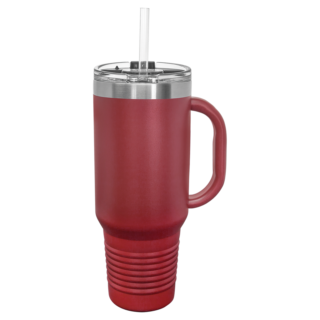 Maroon 40 oz. Travel Mug with Straw and Snap Lid