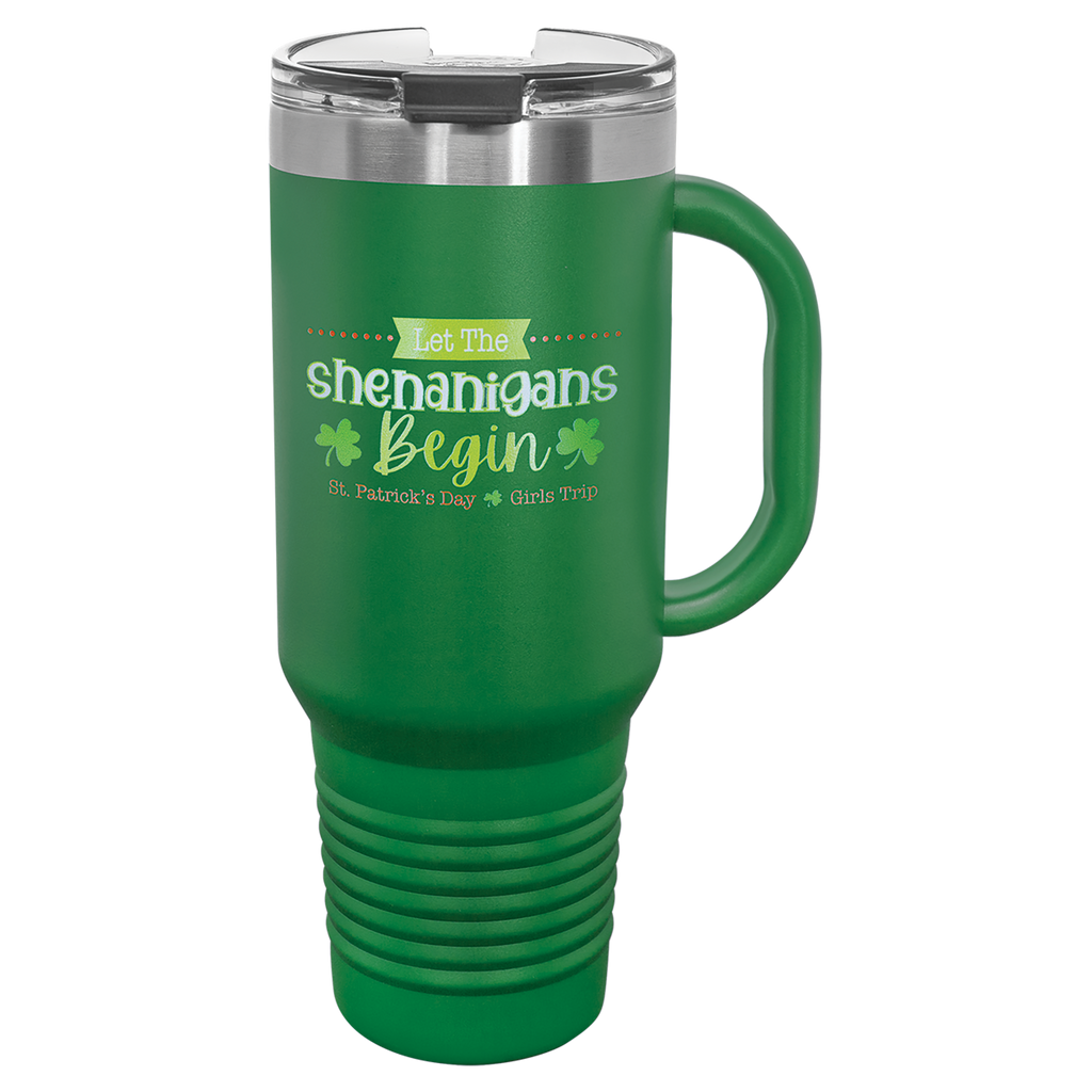 Green 40 oz. Travel Mug with Straw and Snap Lid