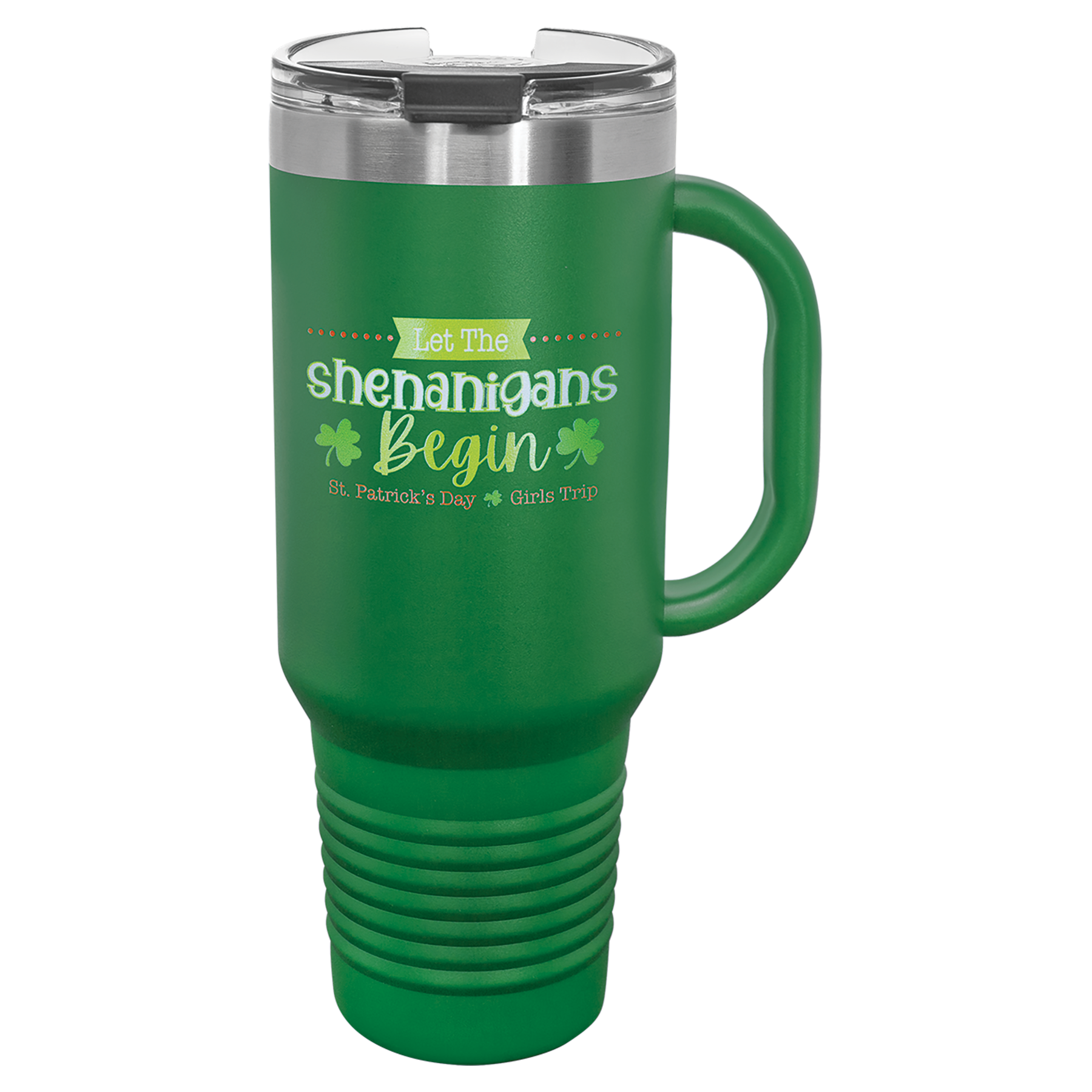 Green 40 oz. Travel Mug with Straw and Snap Lid