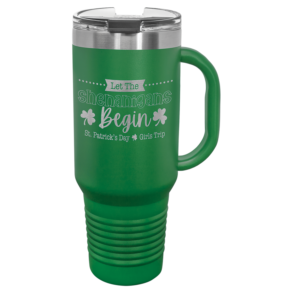 Green 40 oz. Travel Mug with Straw and Snap Lid