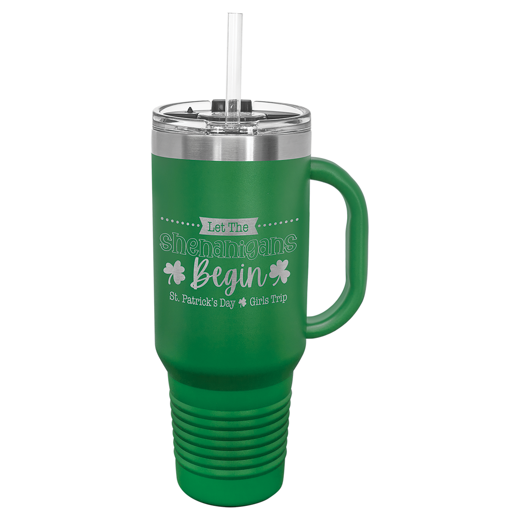 Green 40 oz. Travel Mug with Straw and Snap Lid