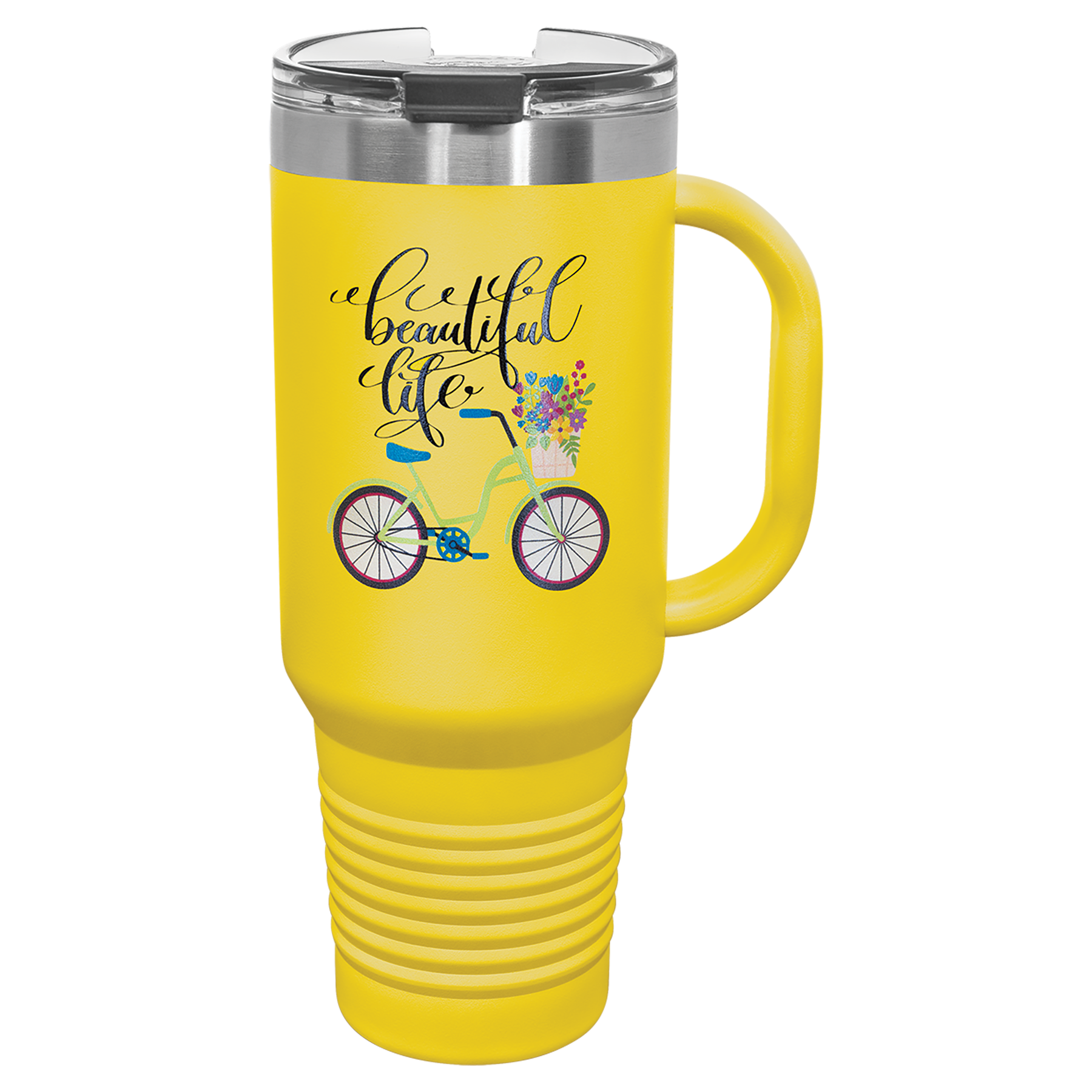 Yellow 40 oz. Travel Mug with Straw and Snap Lid