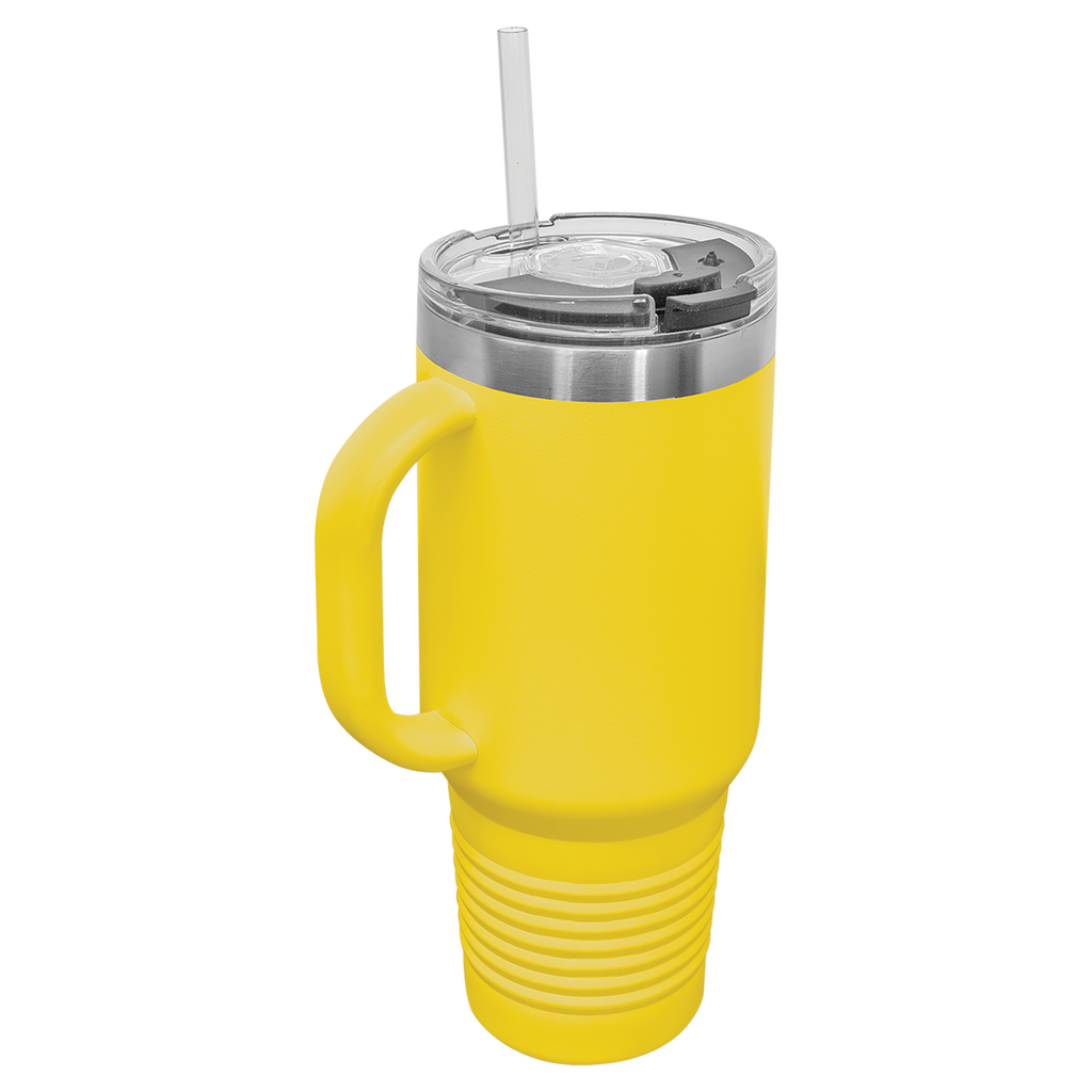 Yellow 40 oz. Travel Mug with Straw and Snap Lid