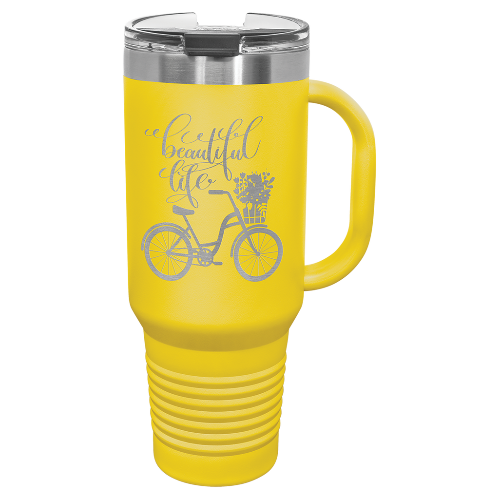 Yellow 40 oz. Travel Mug with Straw and Snap Lid