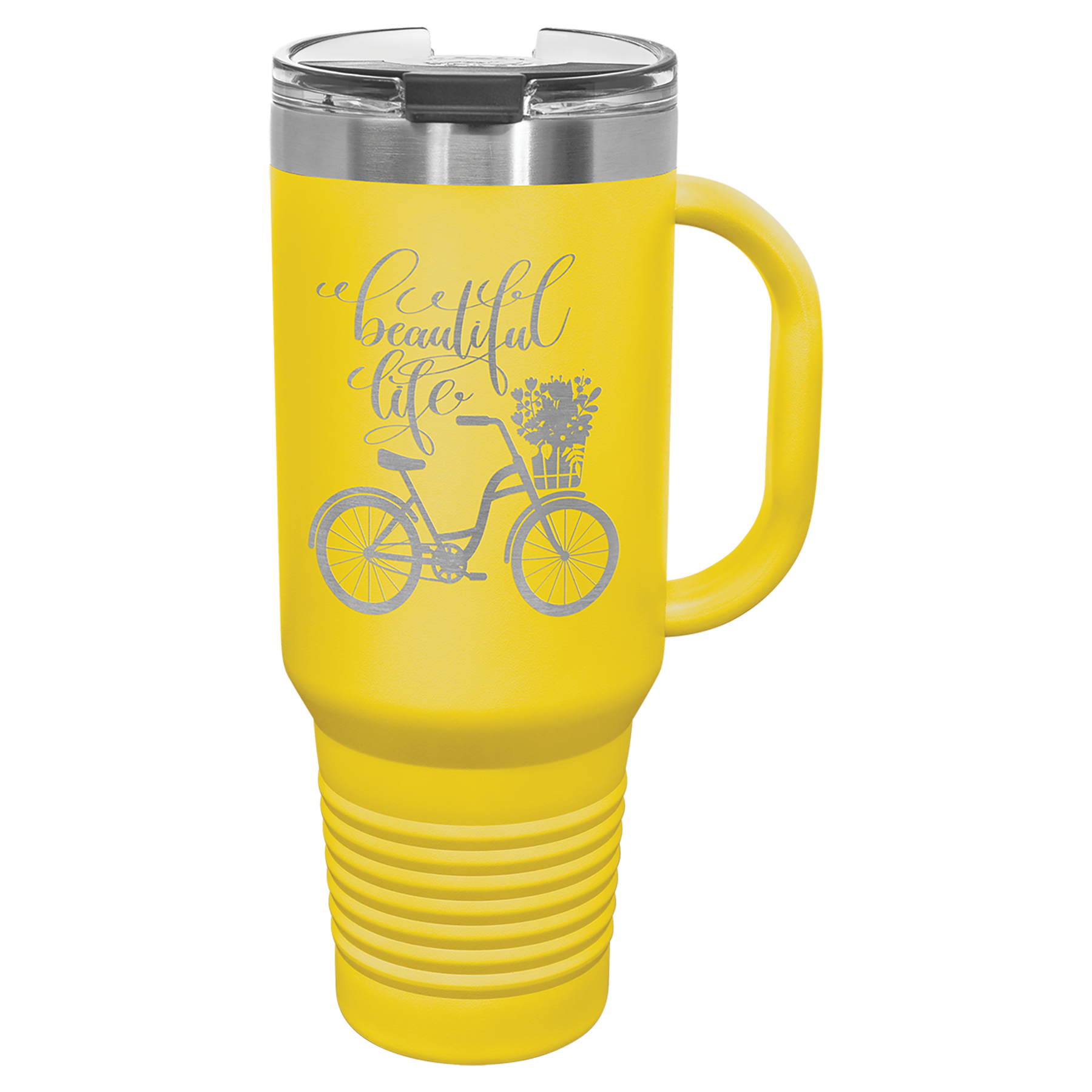 Yellow 40 oz. Travel Mug with Straw and Snap Lid