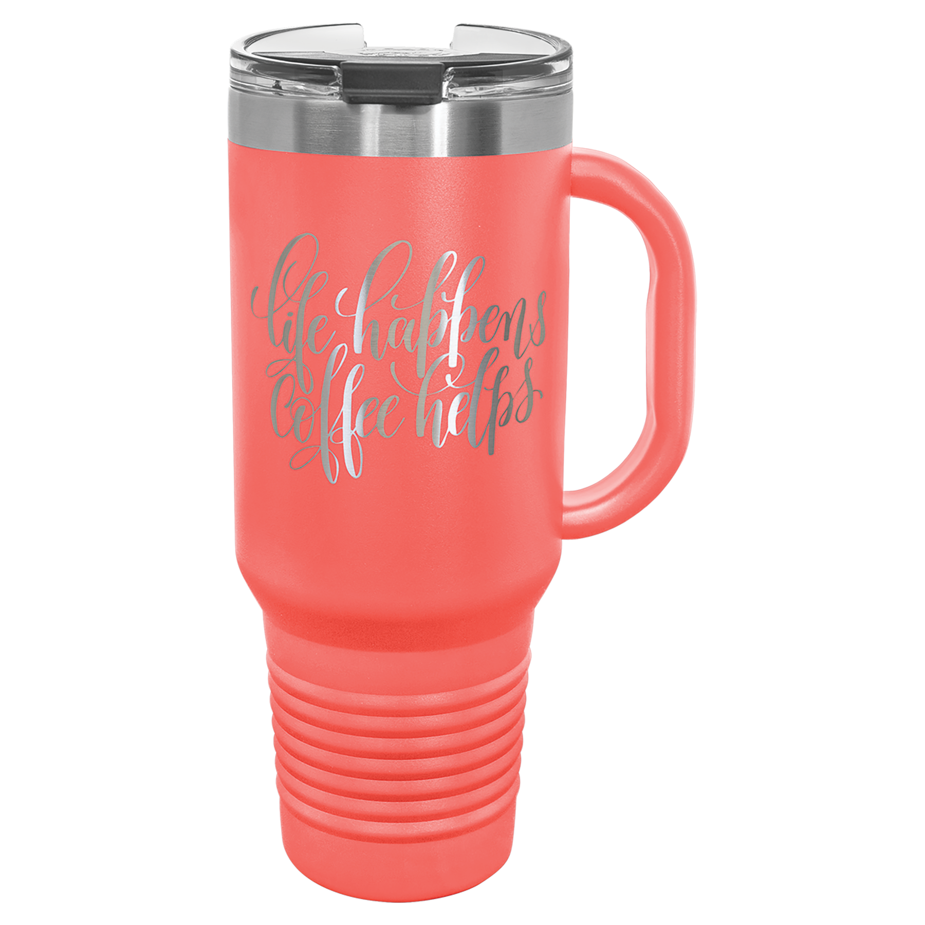 Coral 40 oz. Travel Mug with Straw and Snap Lid