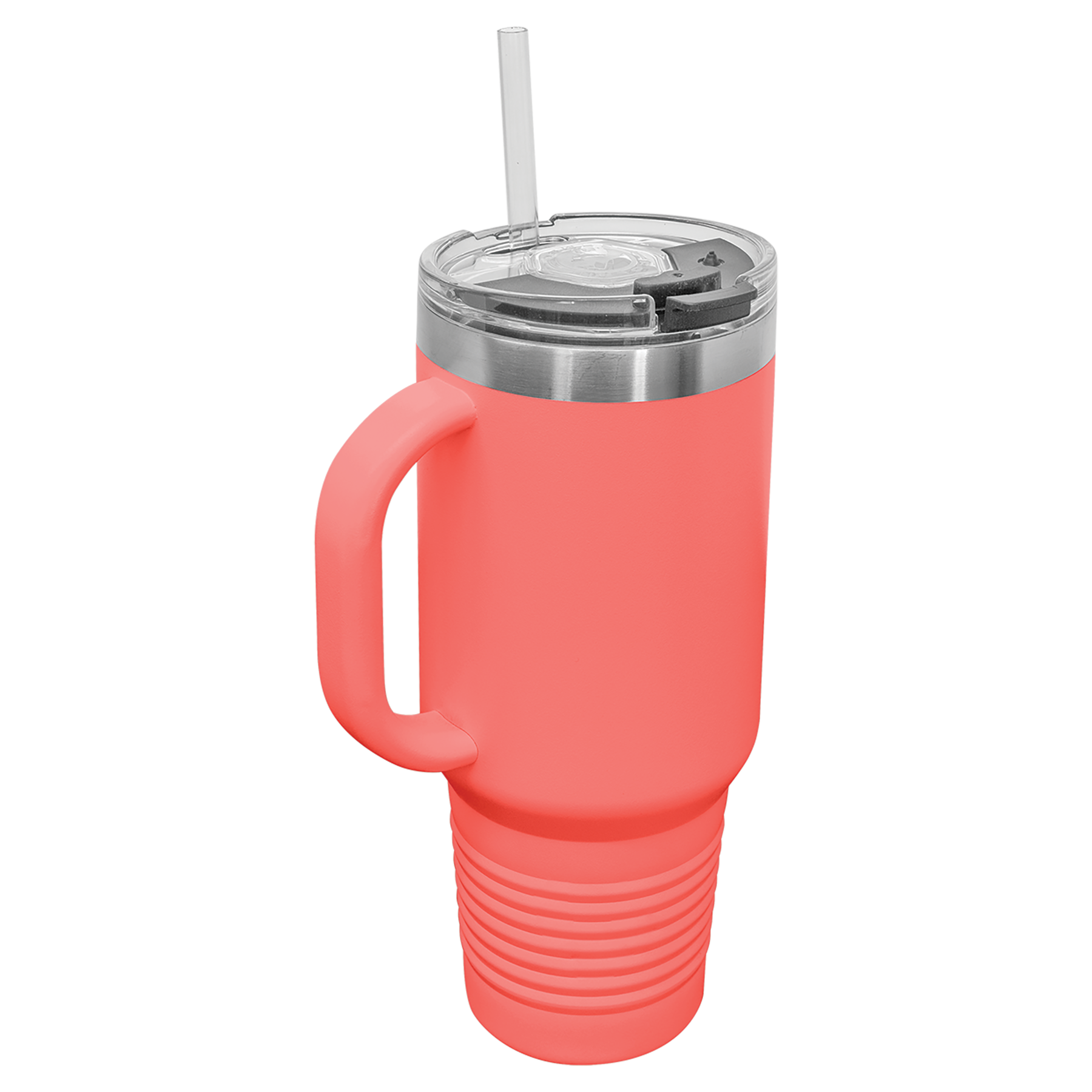 Coral 40 oz. Travel Mug with Straw and Snap Lid