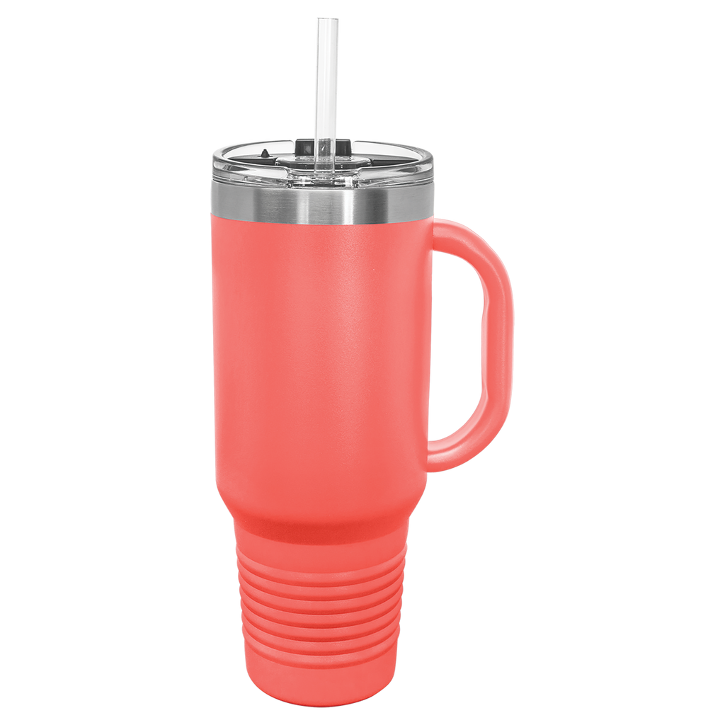 Coral 40 oz. Travel Mug with Straw and Snap Lid