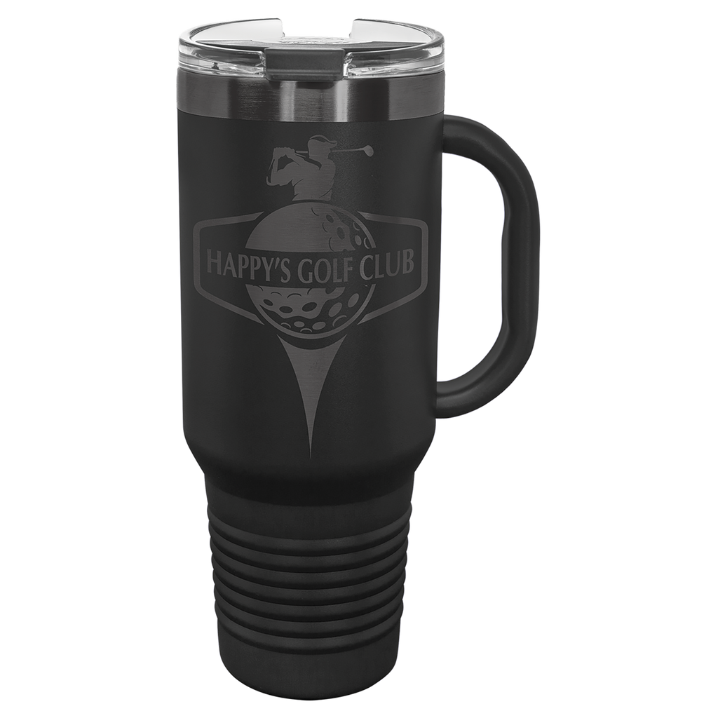 40 oz. Black/Ghost Black ION-Plated Travel Mug with Straw
