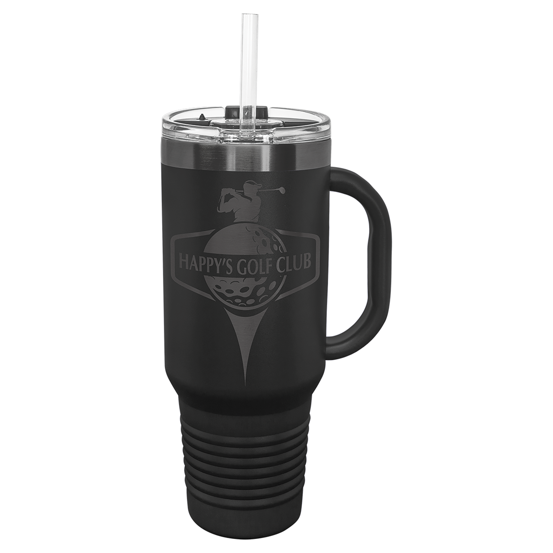 40 oz. Black/Ghost Black ION-Plated Travel Mug with Straw