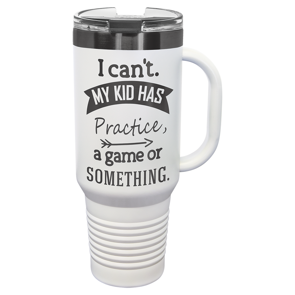 40 oz. White/Ghost Black ION-Plated Travel Mug with Straw
