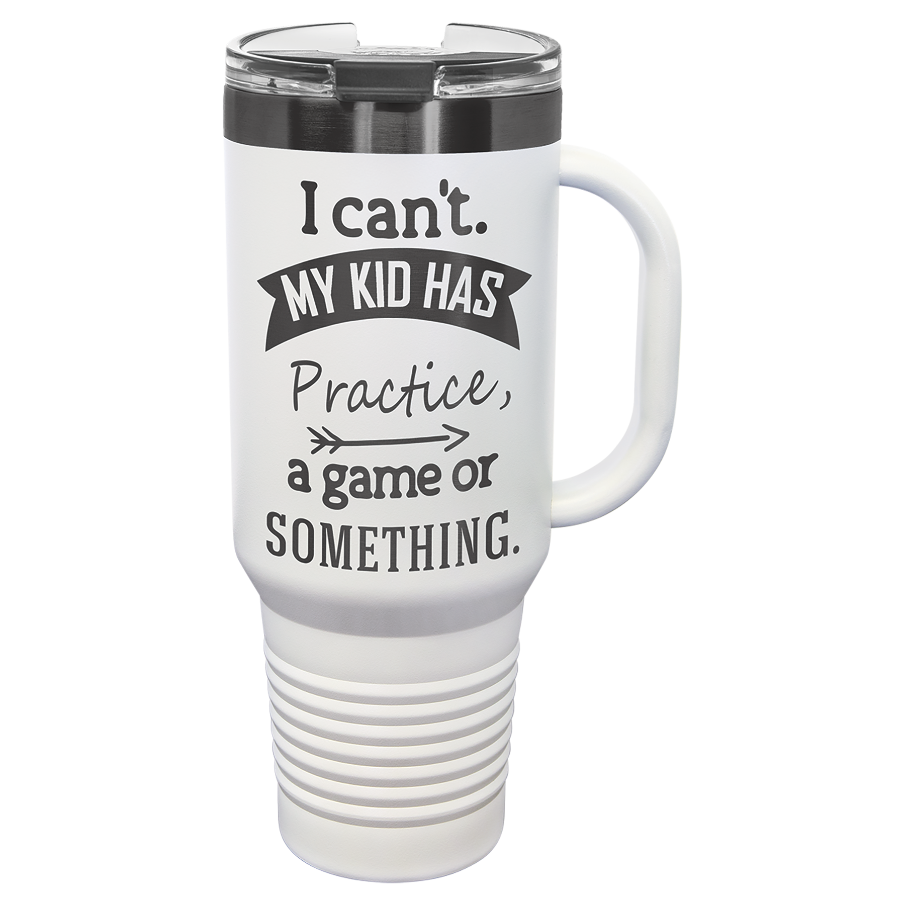 40 oz. White/Ghost Black ION-Plated Travel Mug with Straw
