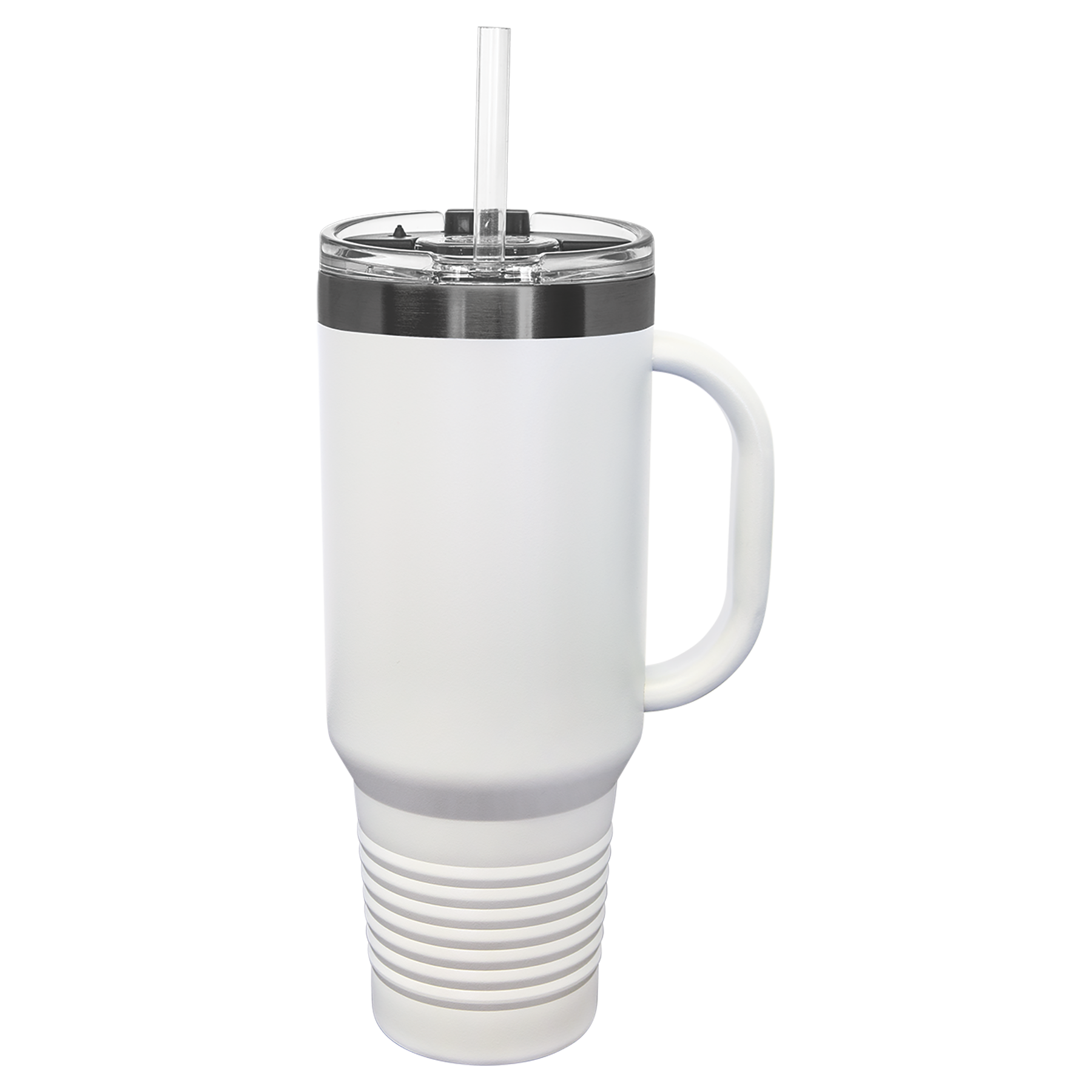 40 oz. White/Ghost Black ION-Plated Travel Mug with Straw