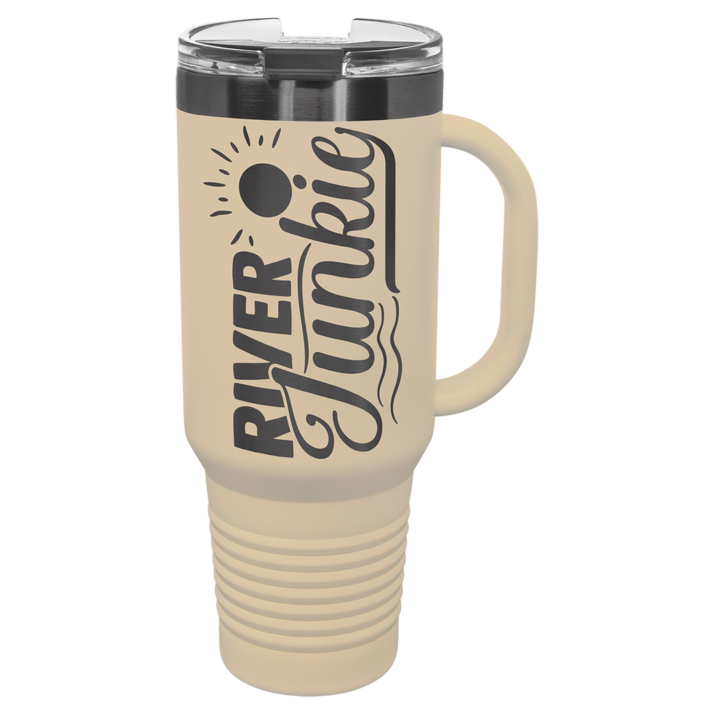40 oz. Warm Sand/Ghost Black ION-Plated Travel Mug with Straw