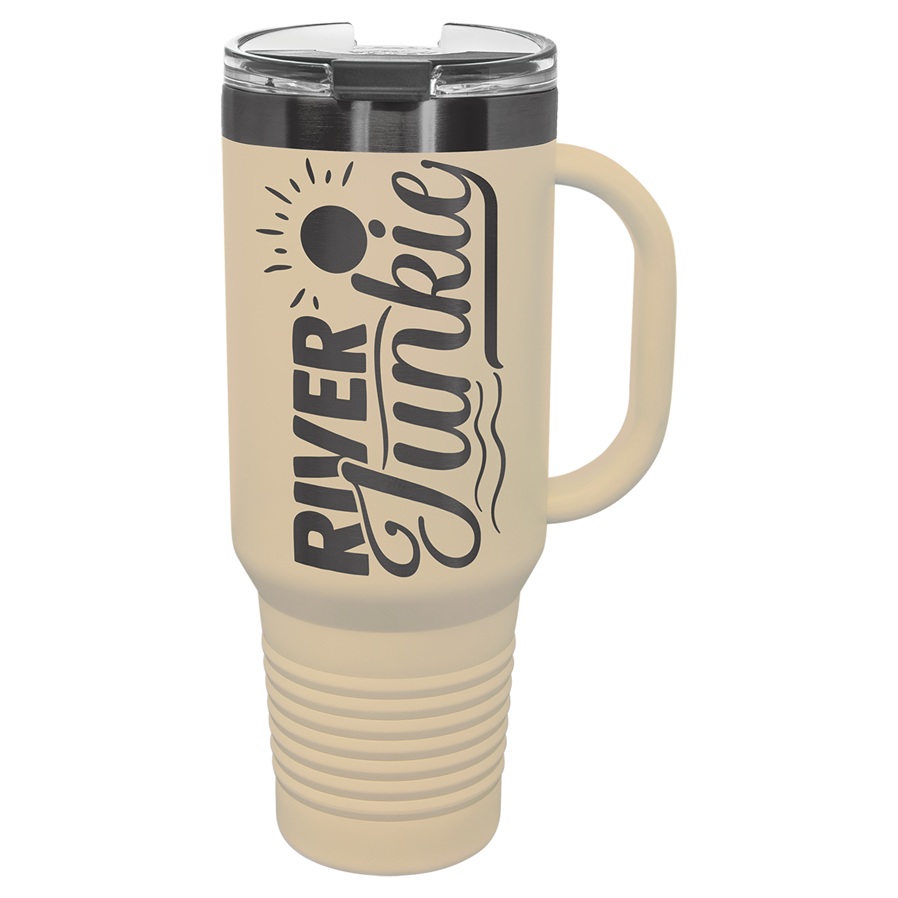 40 oz. Warm Sand/Ghost Black ION-Plated Travel Mug with Straw
