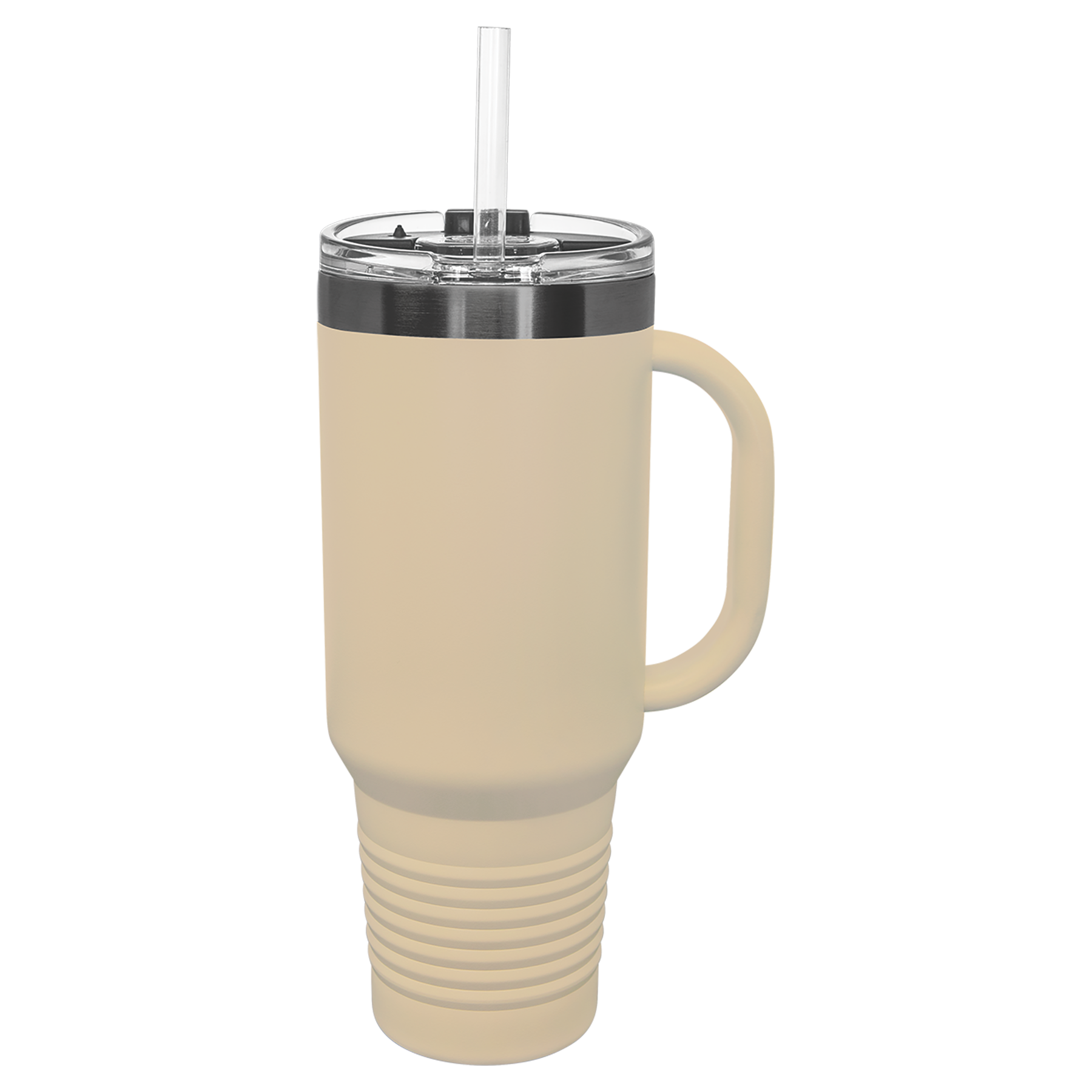 40 oz. Warm Sand/Ghost Black ION-Plated Travel Mug with Straw