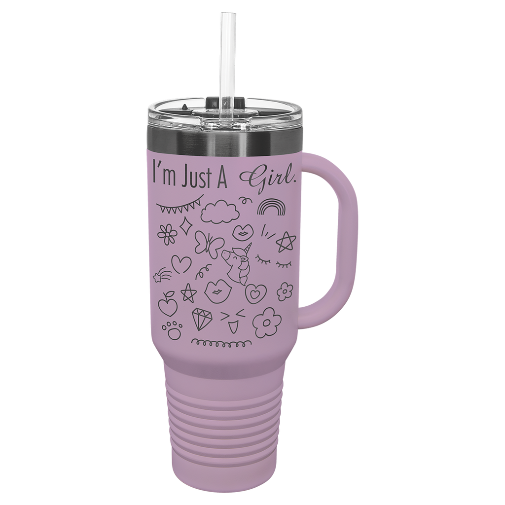 40 oz. Moody Lilac/Ghost Black ION-Plated Travel Mug with Straw
