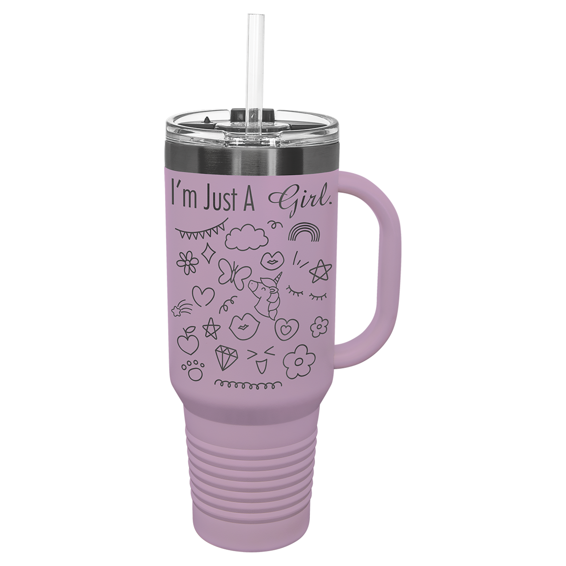 40 oz. Moody Lilac/Ghost Black ION-Plated Travel Mug with Straw