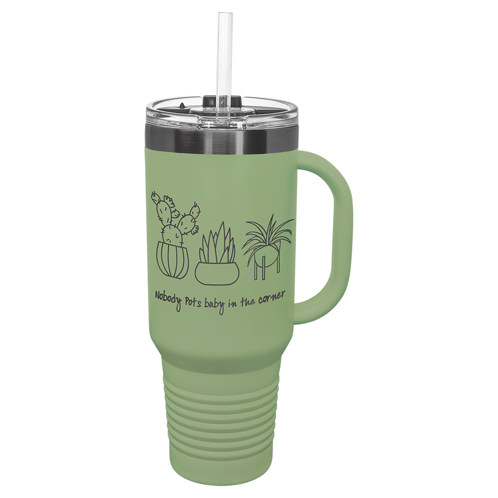 40 oz. Summer Sage/Ghost Black ION-Plated Travel Mug with Straw