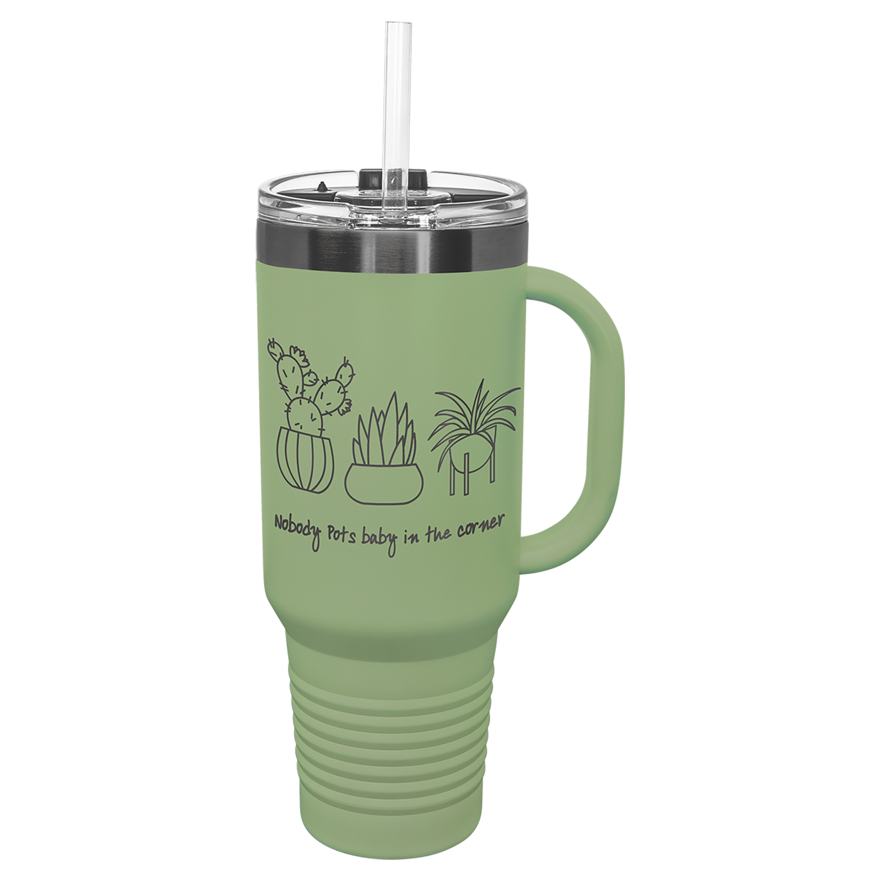 40 oz. Summer Sage/Ghost Black ION-Plated Travel Mug with Straw