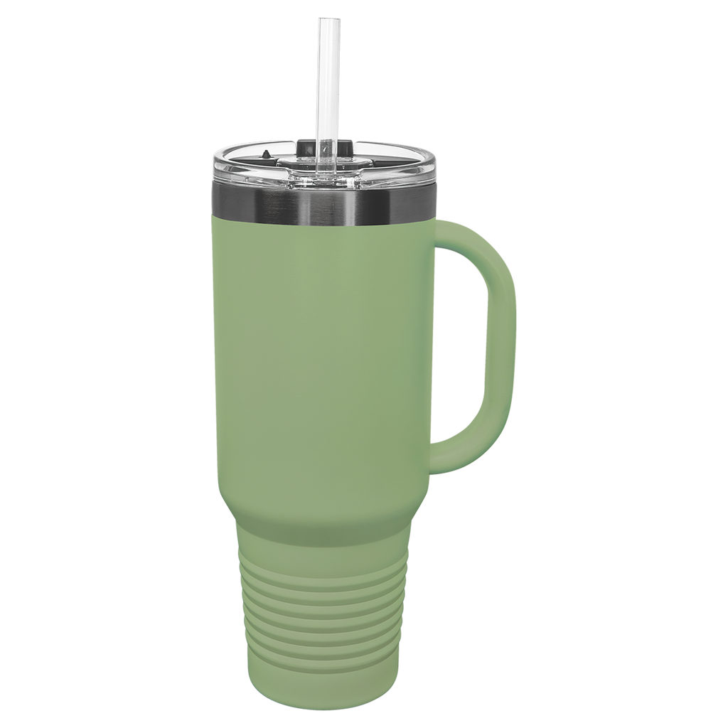 40 oz. Summer Sage/Ghost Black ION-Plated Travel Mug with Straw