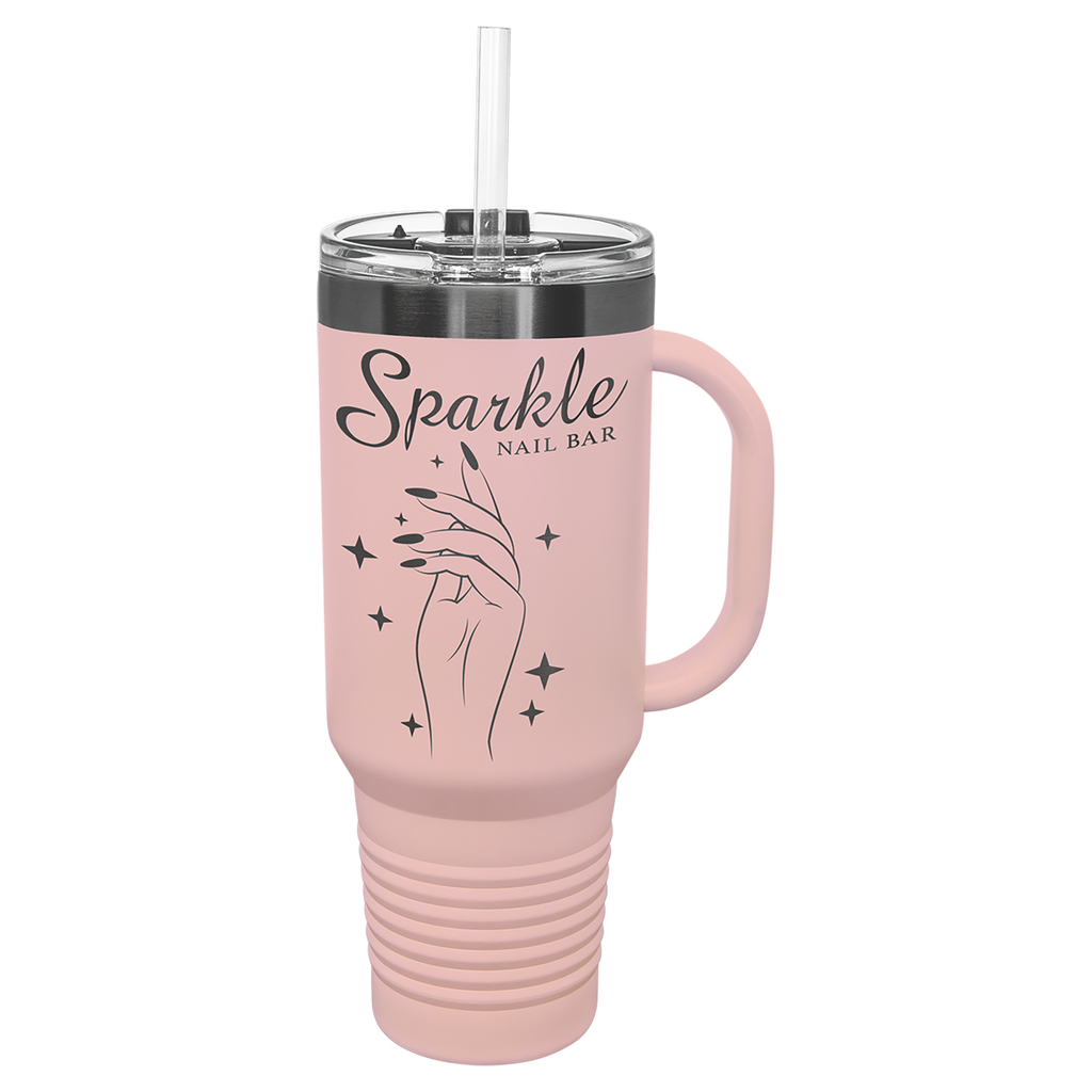 40 oz. Blush/Ghost Black ION-Plated Travel Mug with Straw