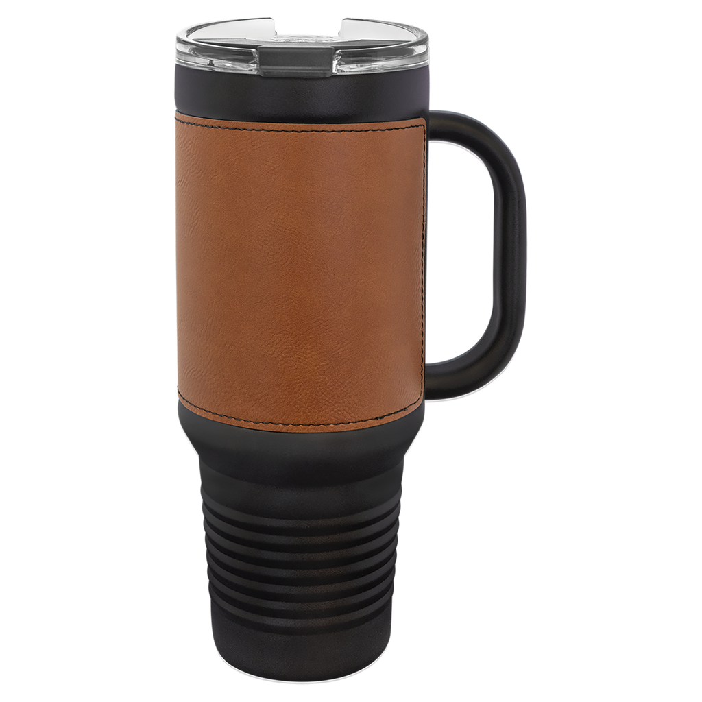 Black with Rawhide Leatherette 40 oz. Travel Mug with Straw blank-preview