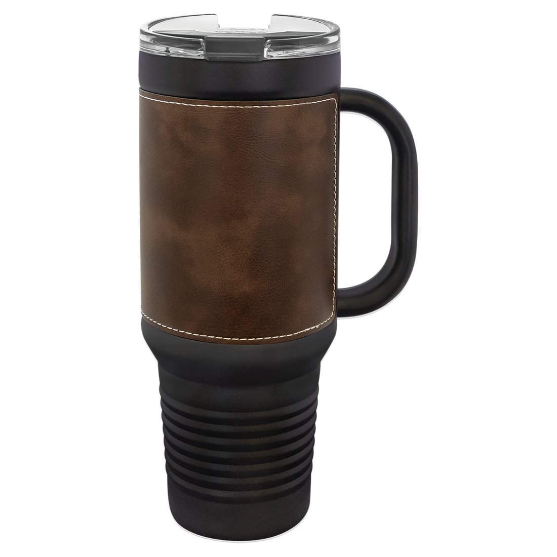 Black with Rustic/Silver Leatherette 40 oz. Travel Mug with Straw preview
