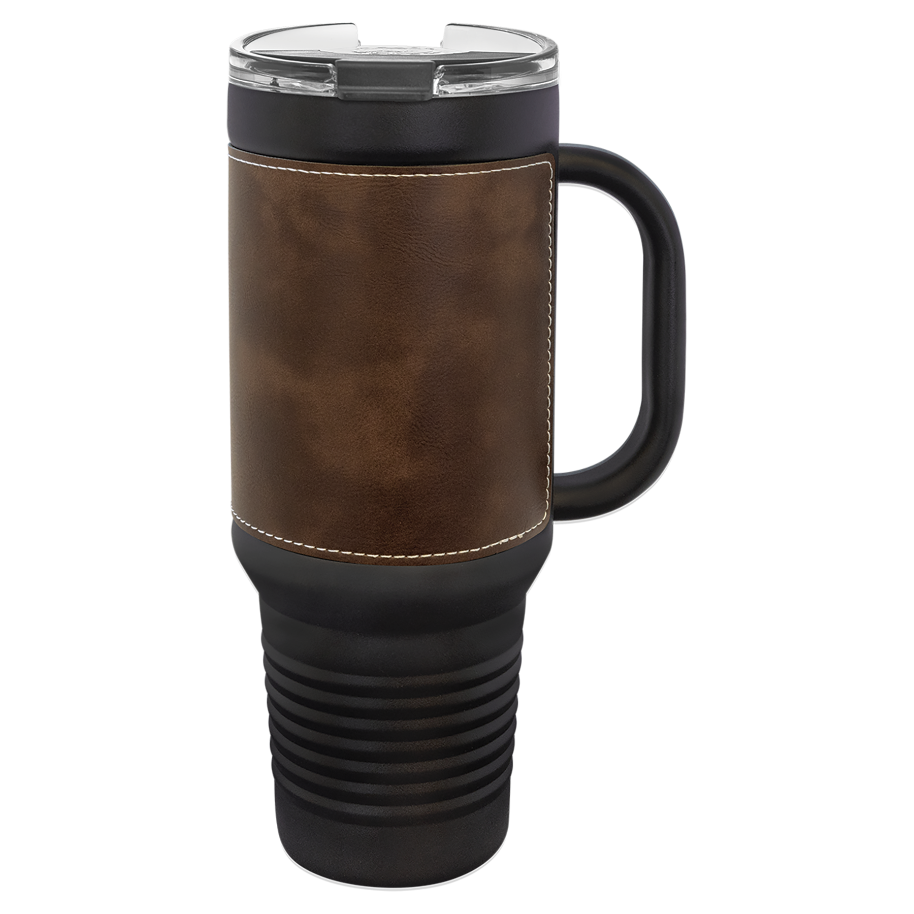 Black with Rustic/Silver Leatherette 40 oz. Travel Mug with Straw blank-preview