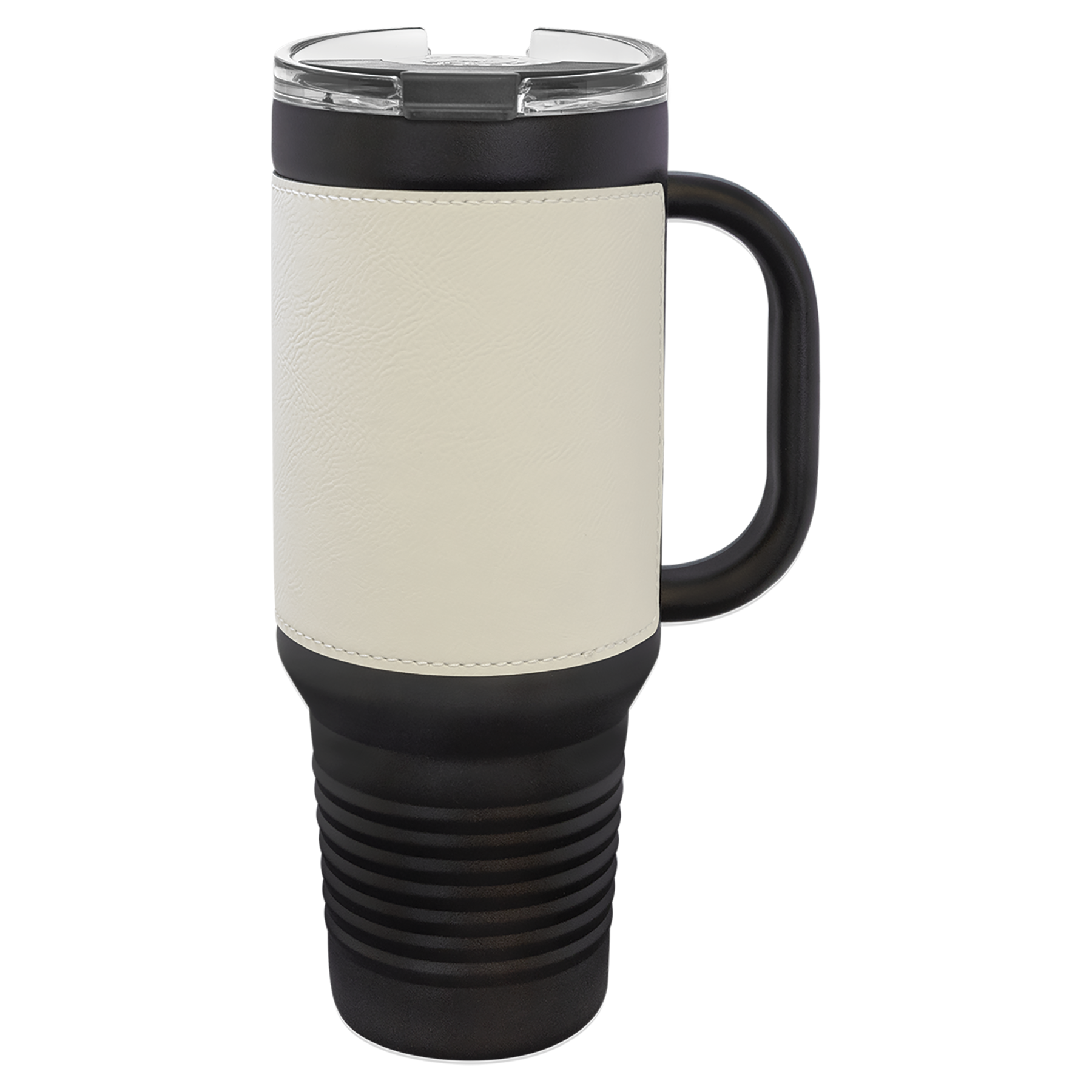 Black with White Leatherette 40 oz. Travel Mug with Straw blank-preview