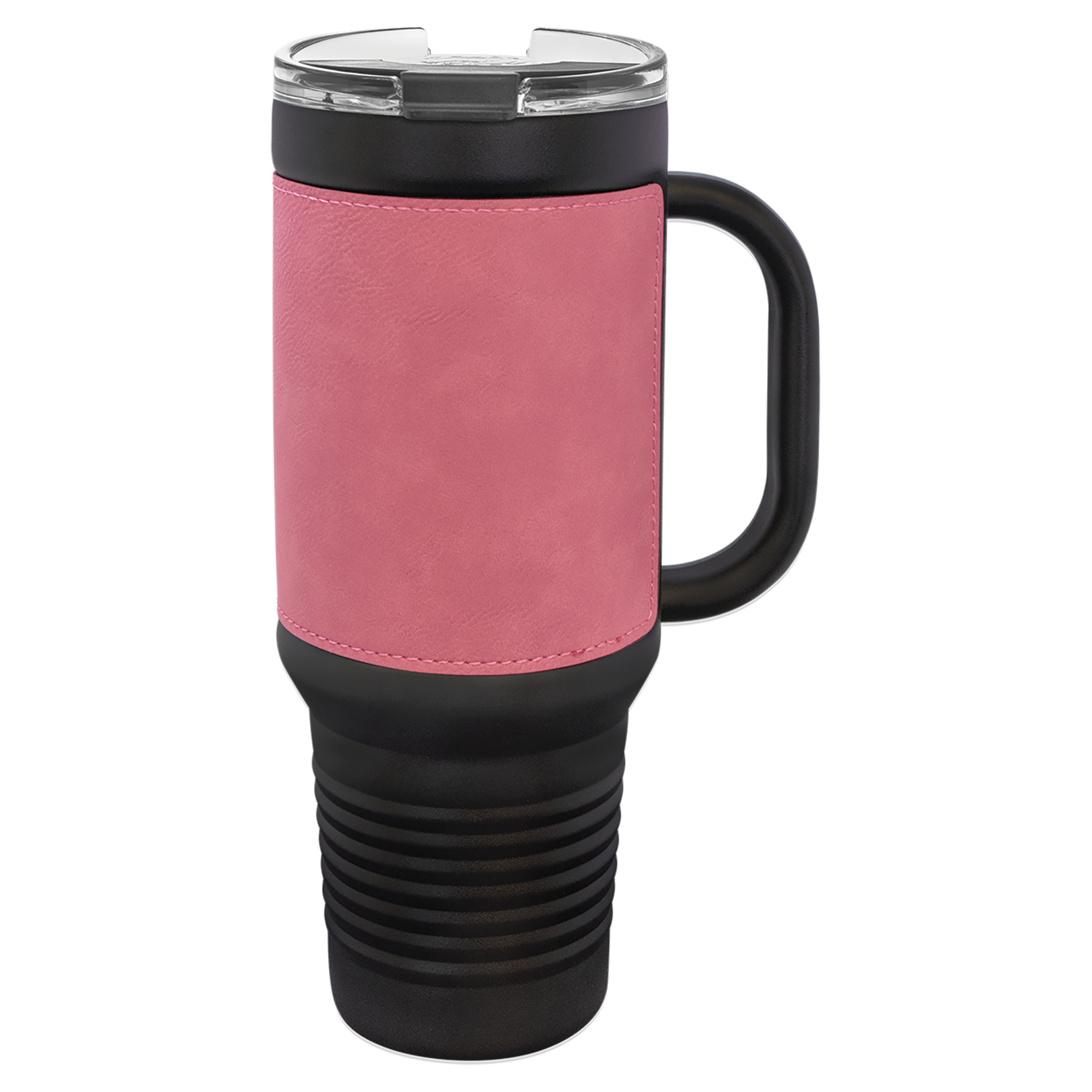 Black with Pink Leatherette 40 oz. Travel Mug with Straw blank-preview