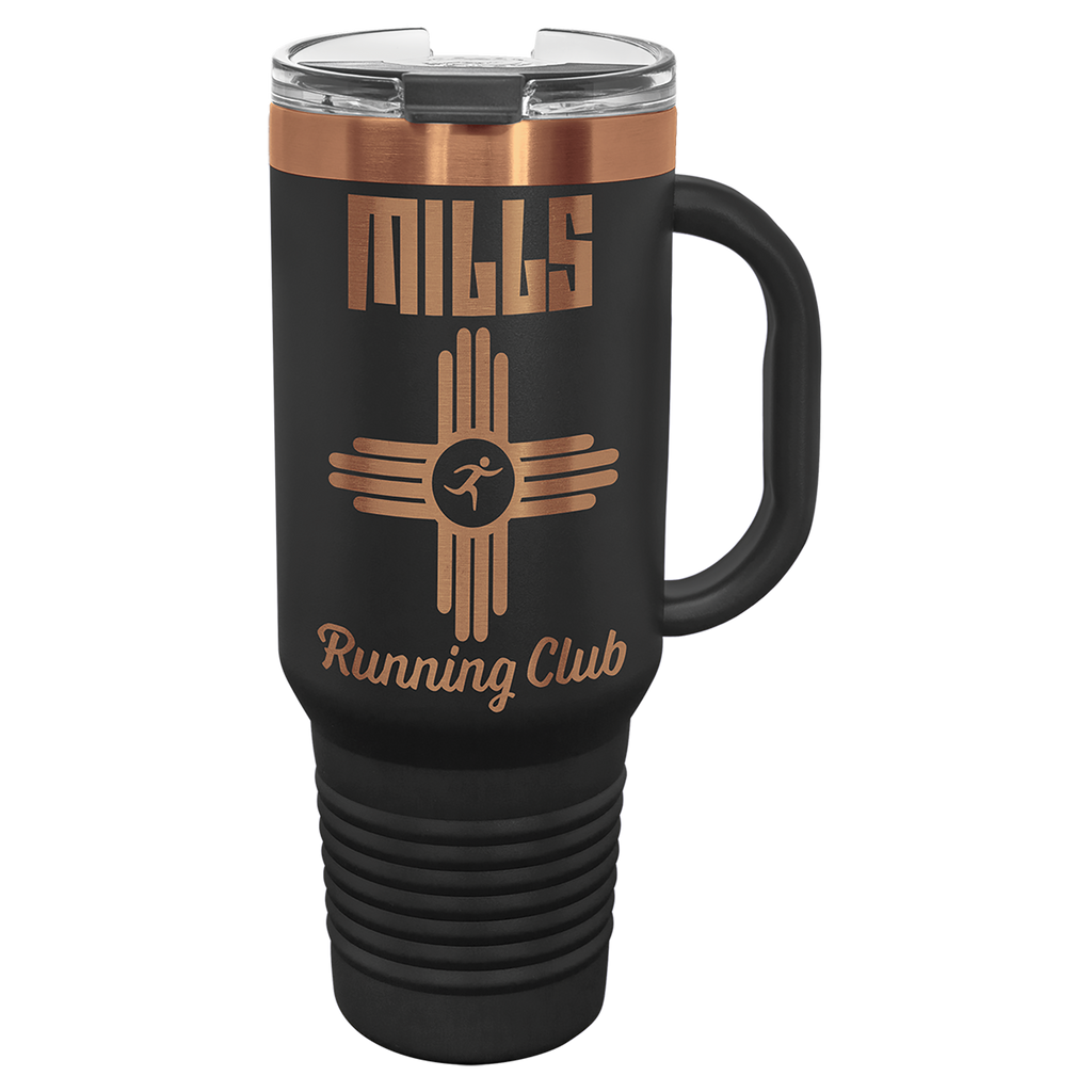 40 oz. Black/Rose Gold ION-Plated Travel Mug with Straw