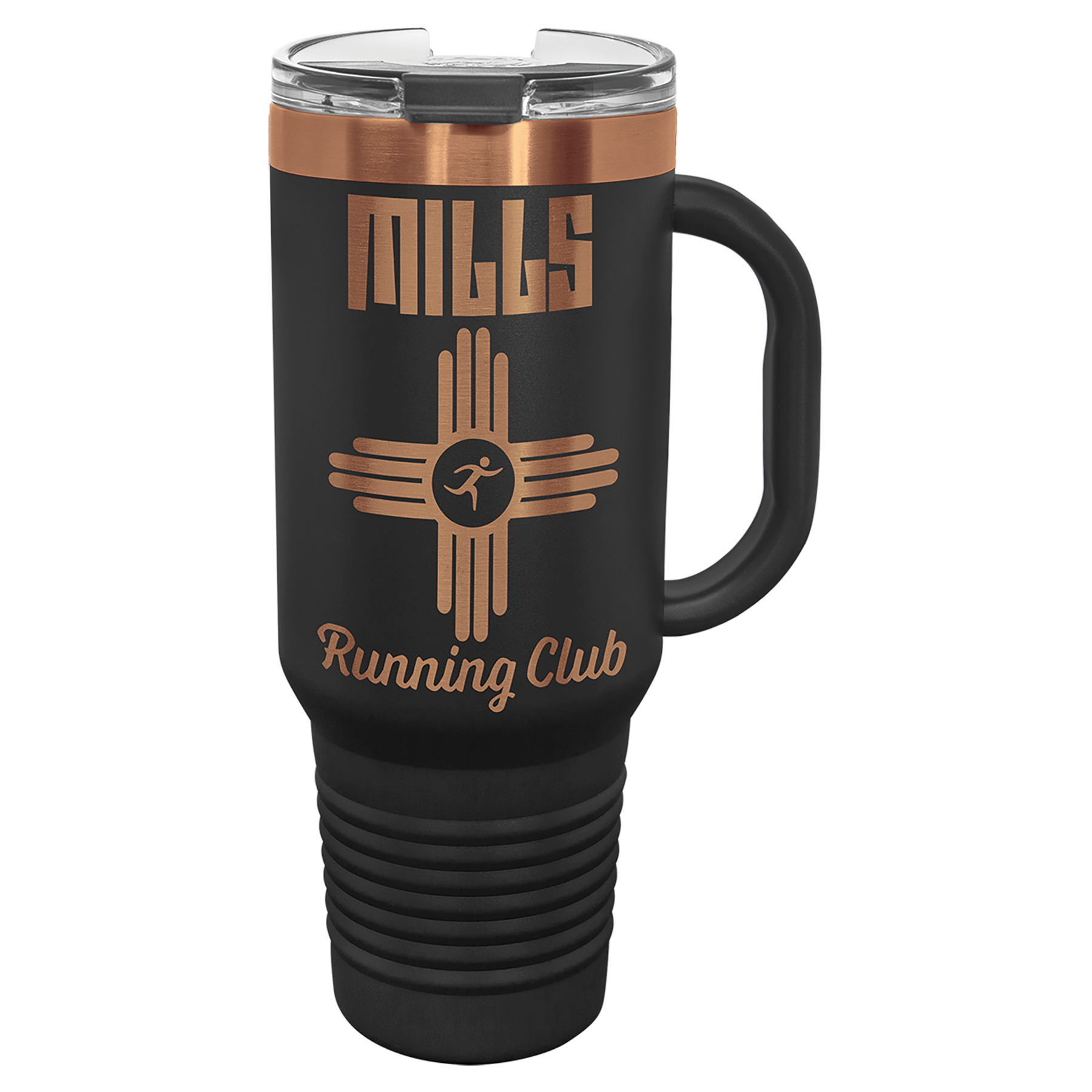 40 oz. Black/Rose Gold ION-Plated Travel Mug with Straw