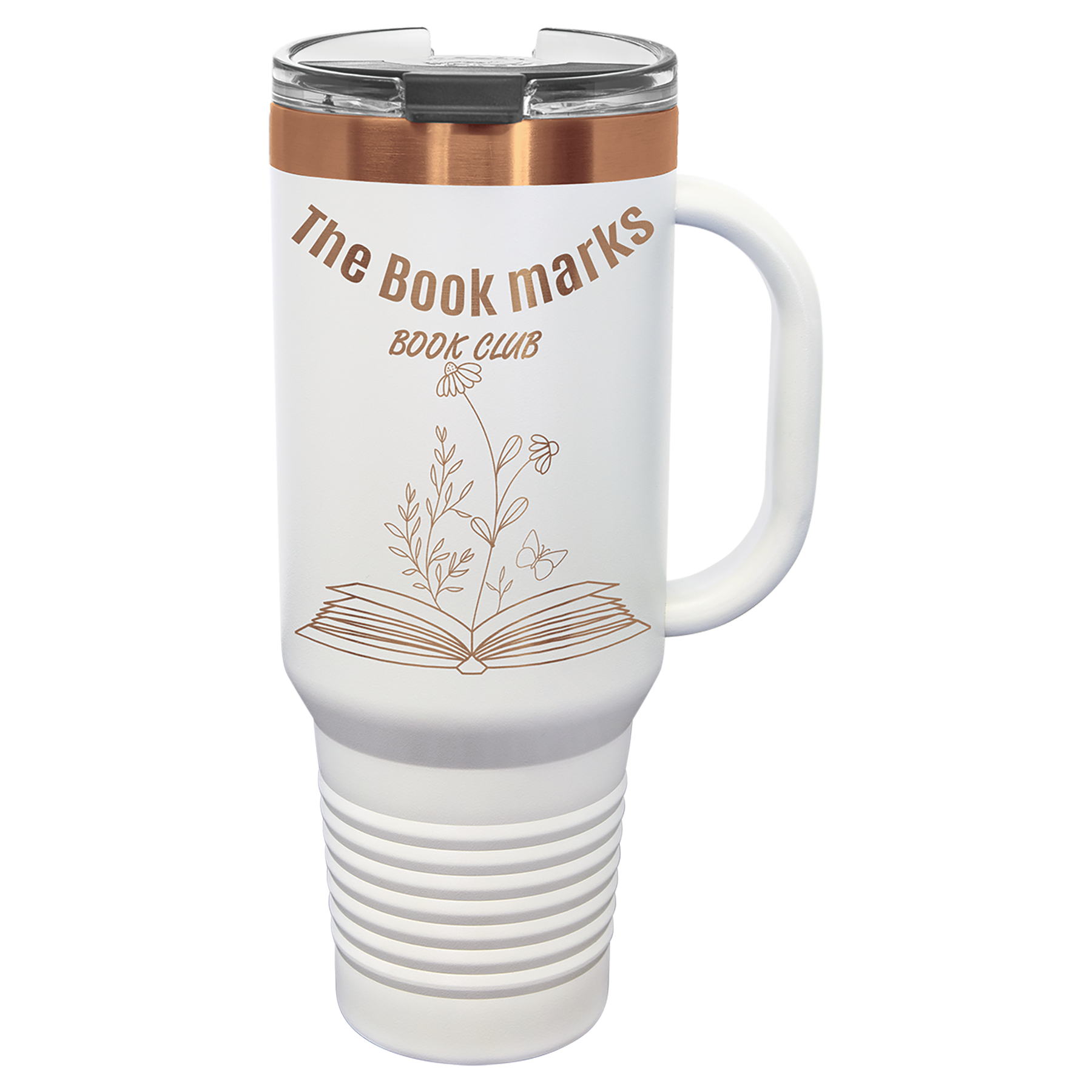 40 oz. White/Rose Gold ION-Plated Travel Mug with Straw