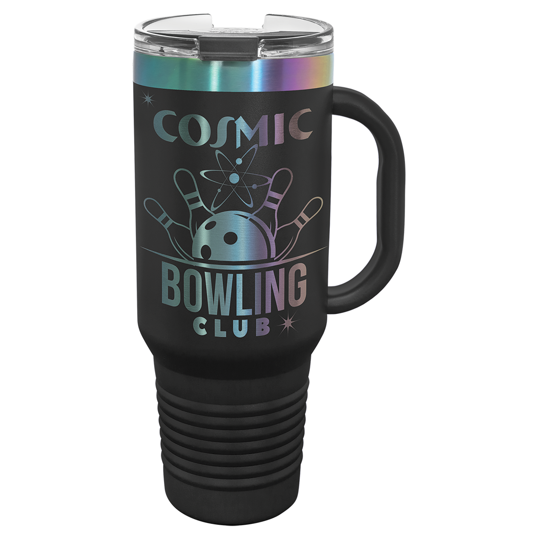 40 oz. Black/Prism ION-Plated Travel Mug with Straw