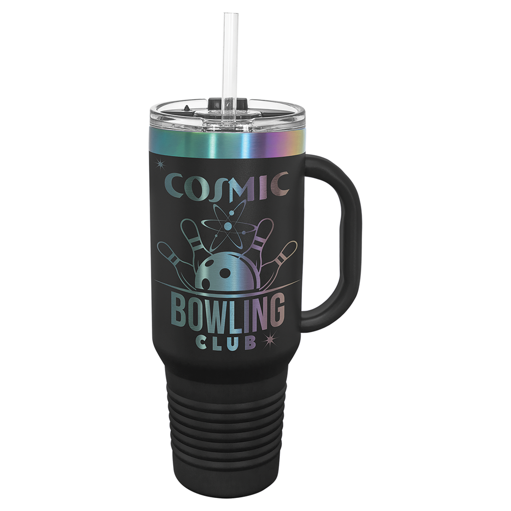 40 oz. Black/Prism ION-Plated Travel Mug with Straw