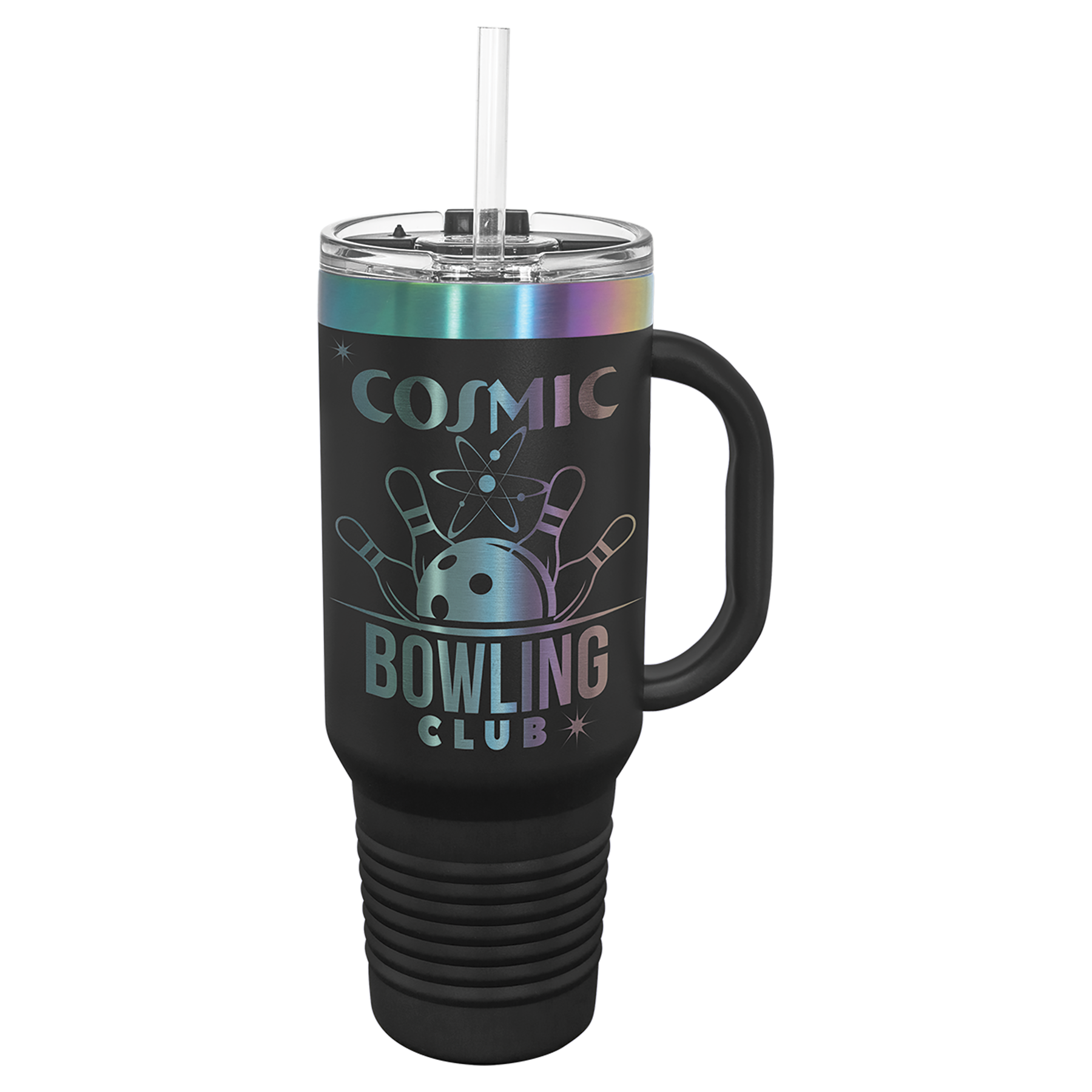 40 oz. Black/Prism ION-Plated Travel Mug with Straw