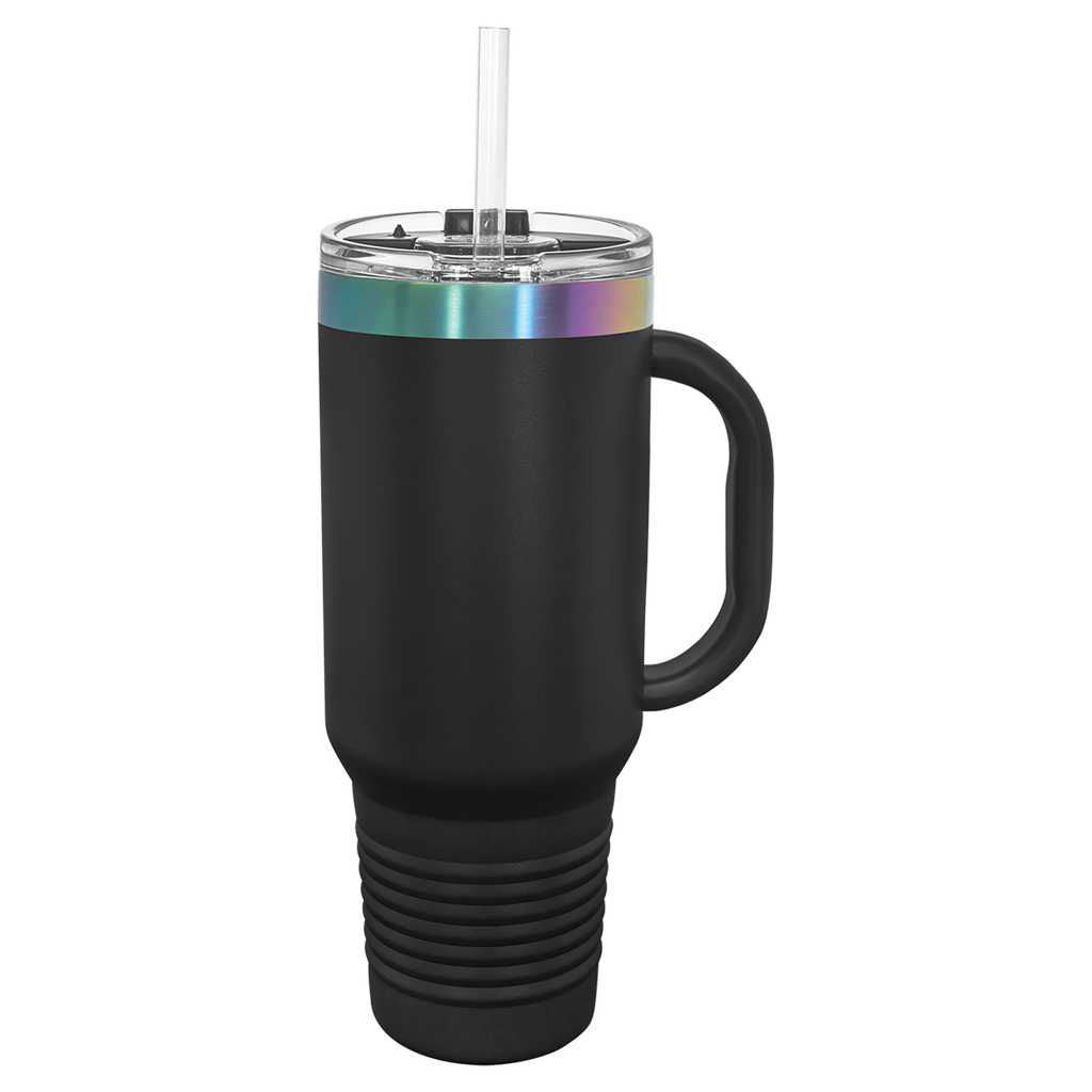40 oz. Black/Prism ION-Plated Travel Mug with Straw