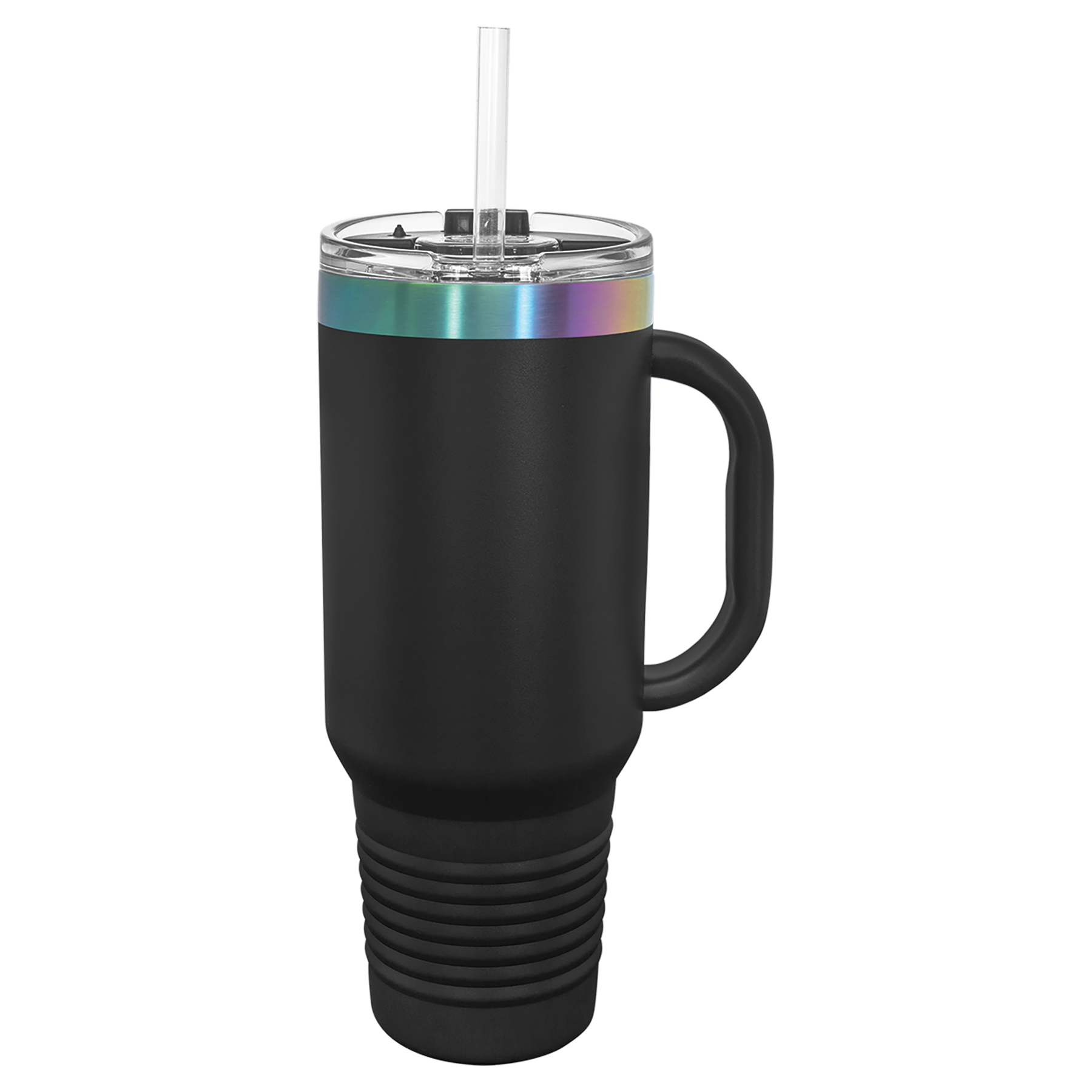 40 oz. Black/Prism ION-Plated Travel Mug with Straw