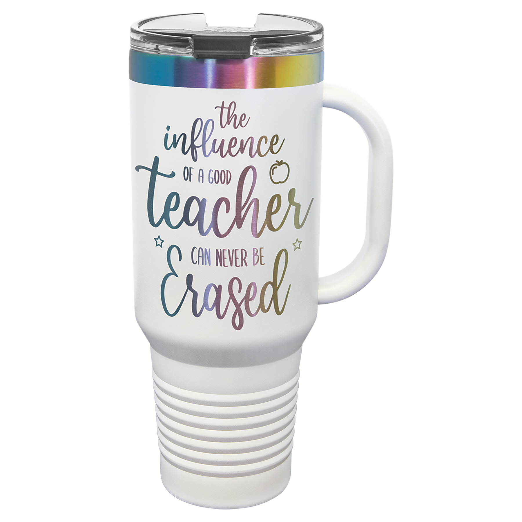 40 oz. White/Prism ION-Plated Travel Mug with Straw