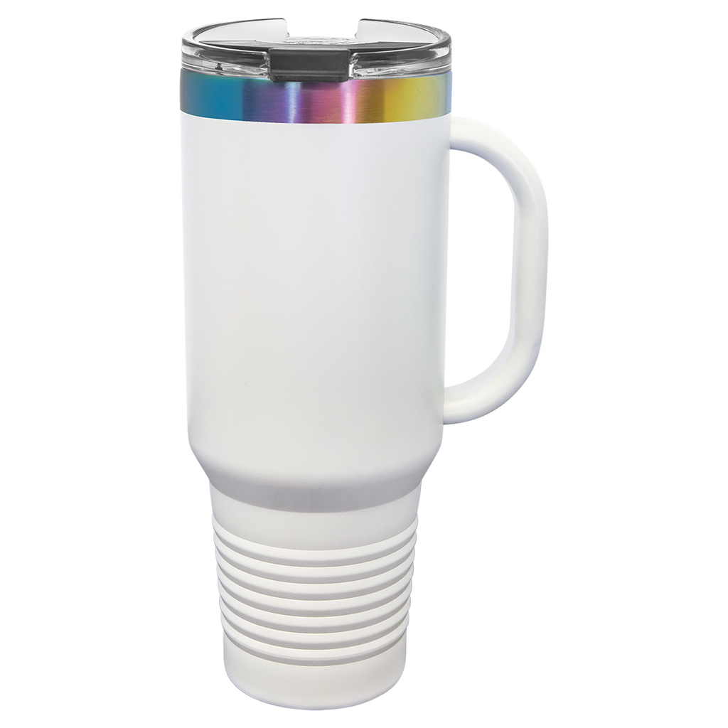 40 oz. White/Prism ION-Plated Travel Mug with Straw blank-preview