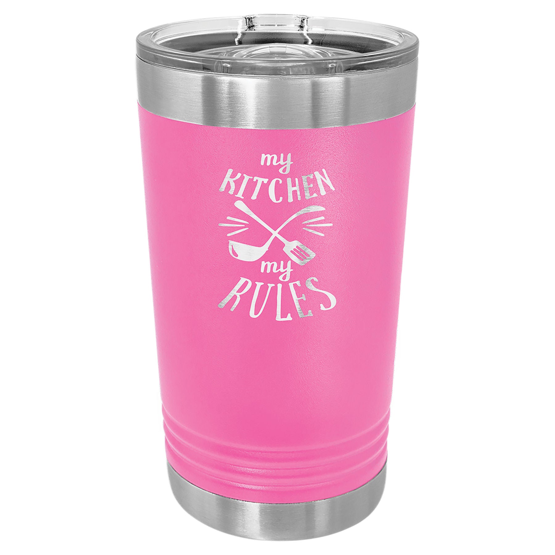 Pink Pint with Clear Slider Lid