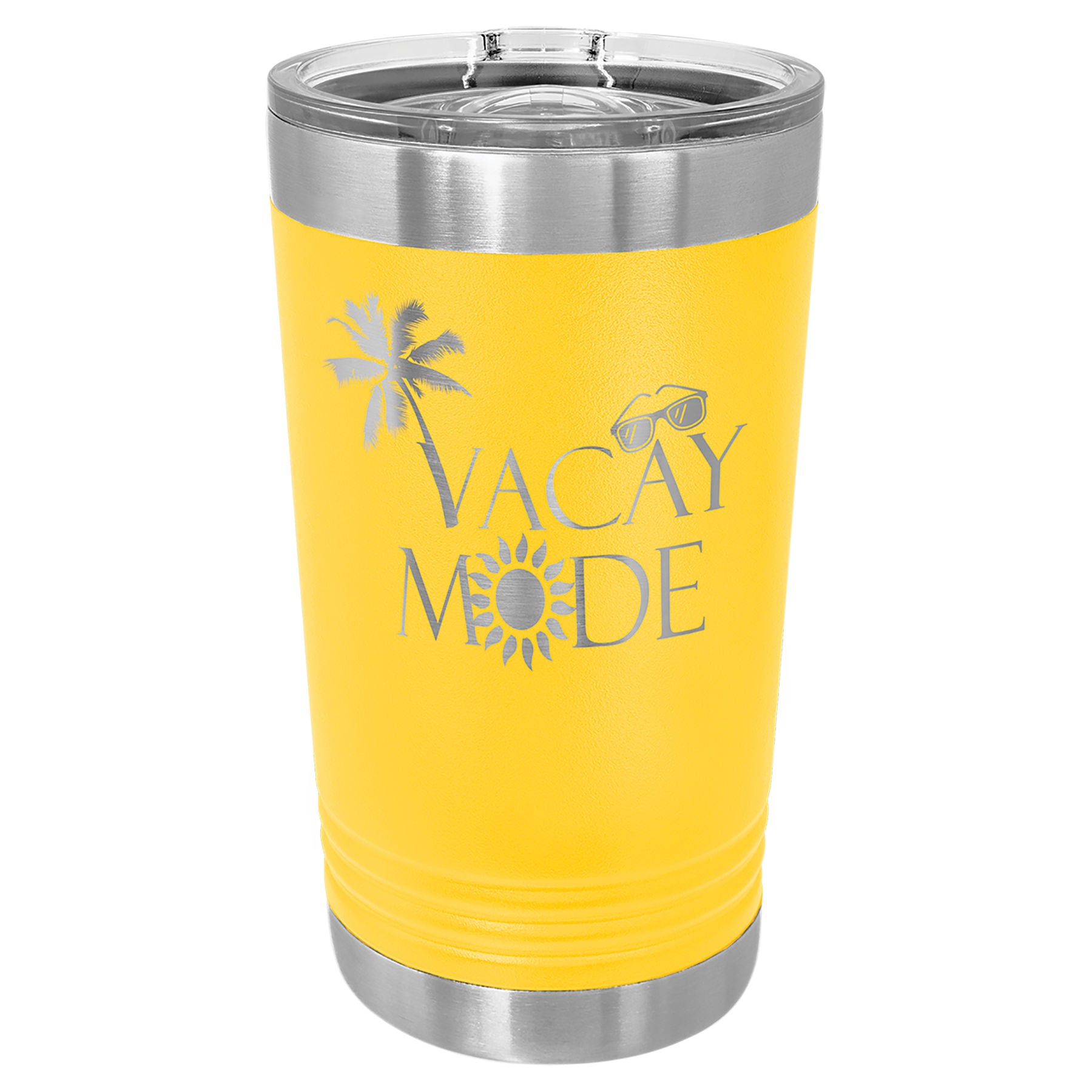 Yellow Pint with Clear Slider Lid