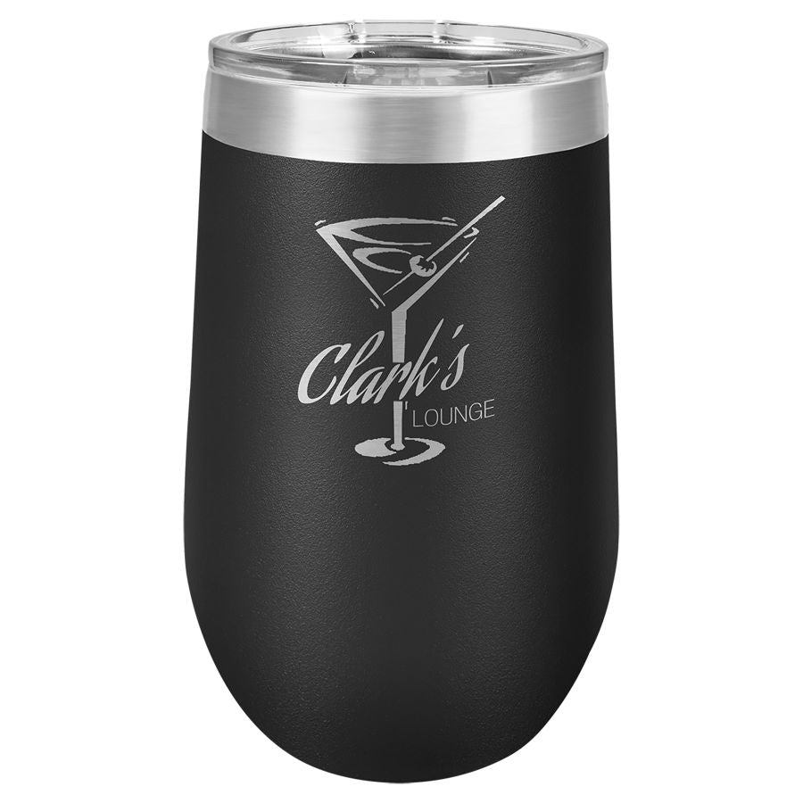 Black 16 oz. Stemless Tumbler with Clear Lid